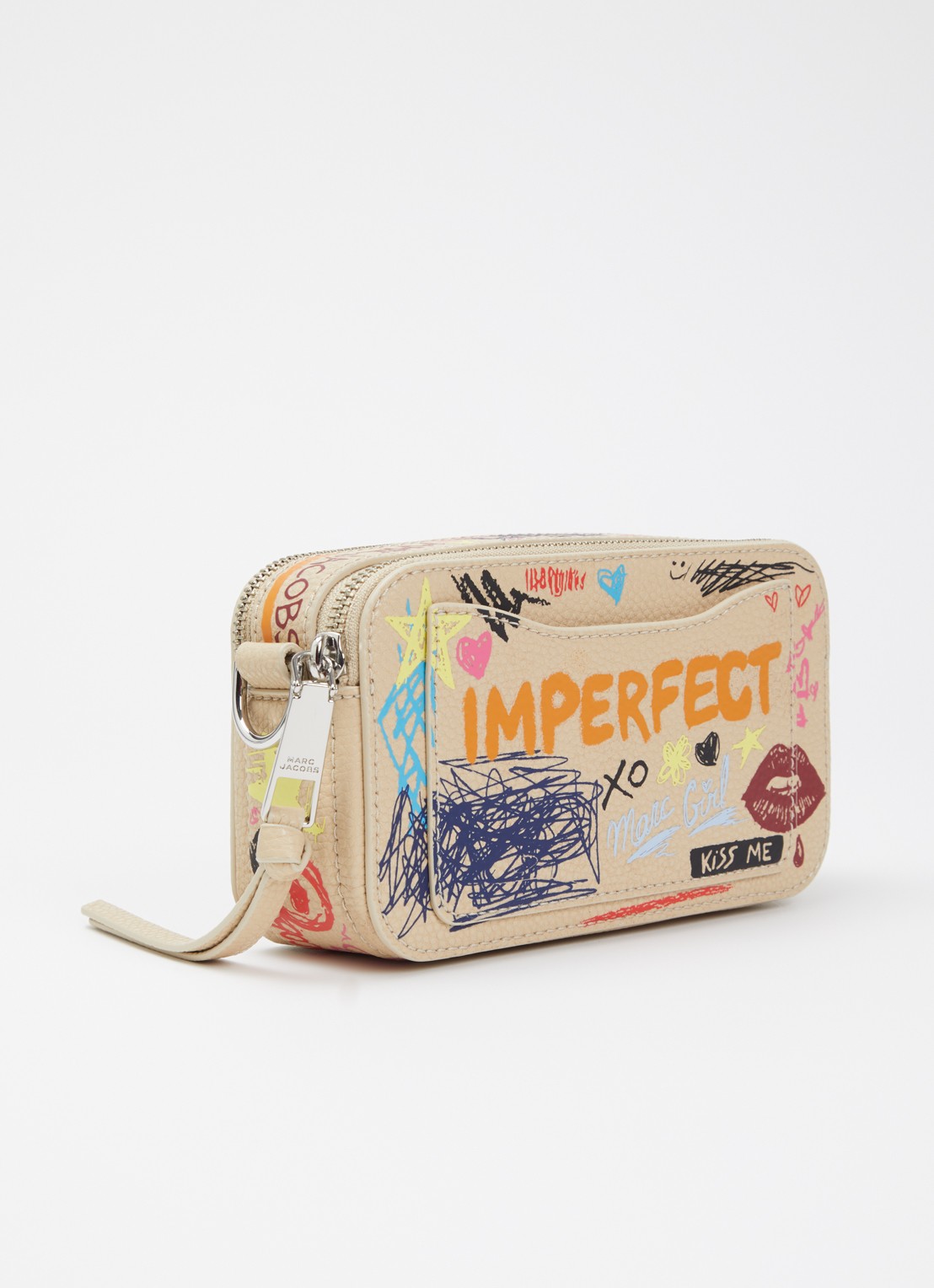 Marc Jacobs The Punk Scribble Snapshot crossbodytas van leer - achterkant 6 khaki