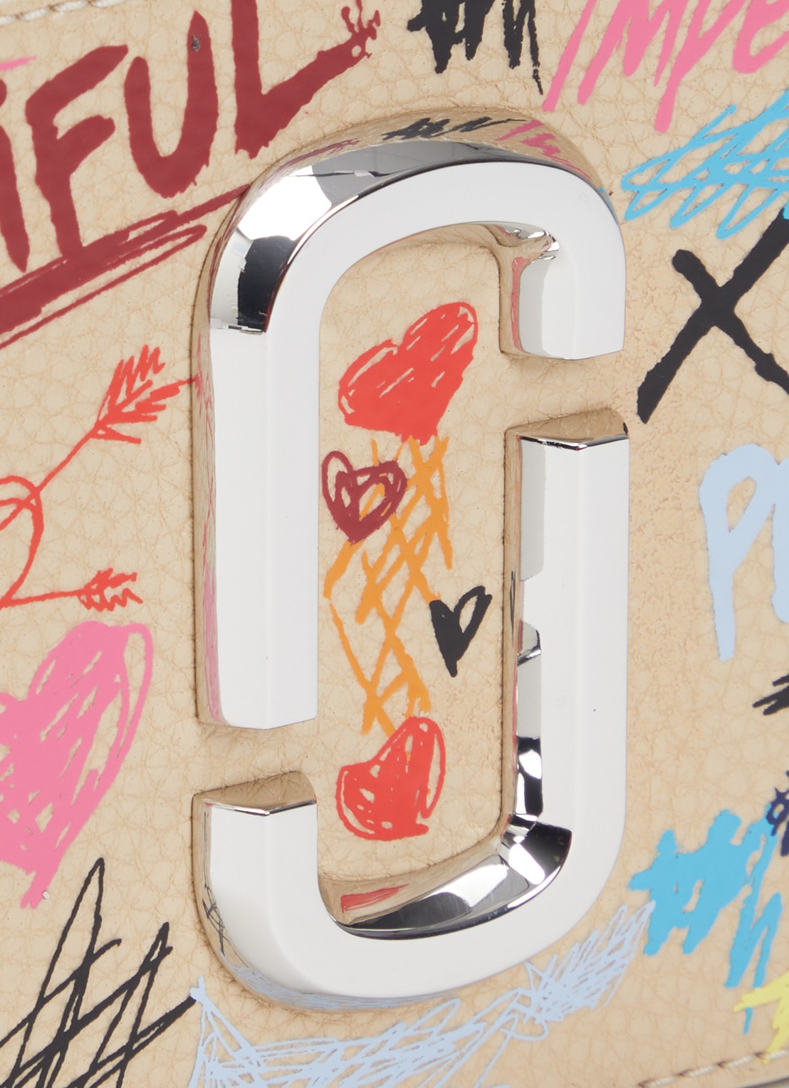 Marc Jacobs The Punk Scribble Snapshot crossbodytas van leer - detail 5 khaki