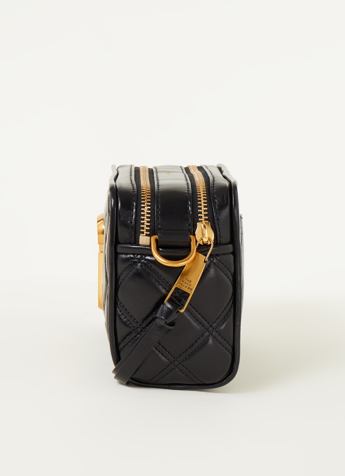 Marc Jacobs The Quilted Softshot 21 cameratas van leer - detail 2 zwart