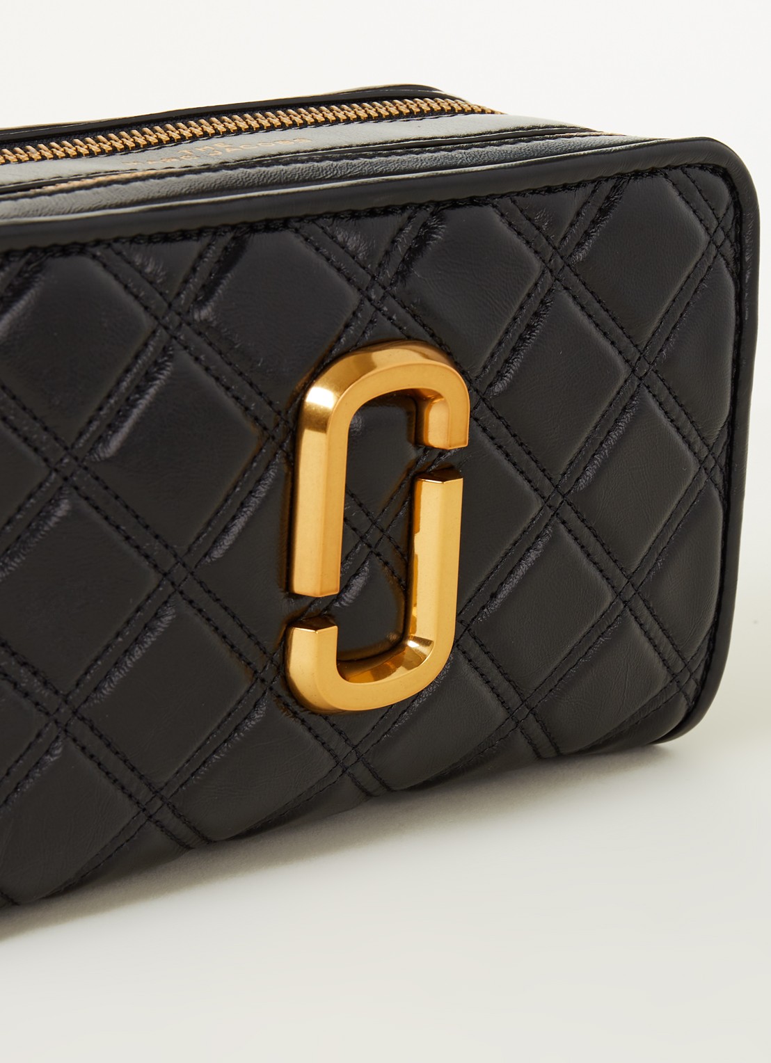 Marc Jacobs The Quilted Softshot 21 cameratas van leer - detail 3 zwart