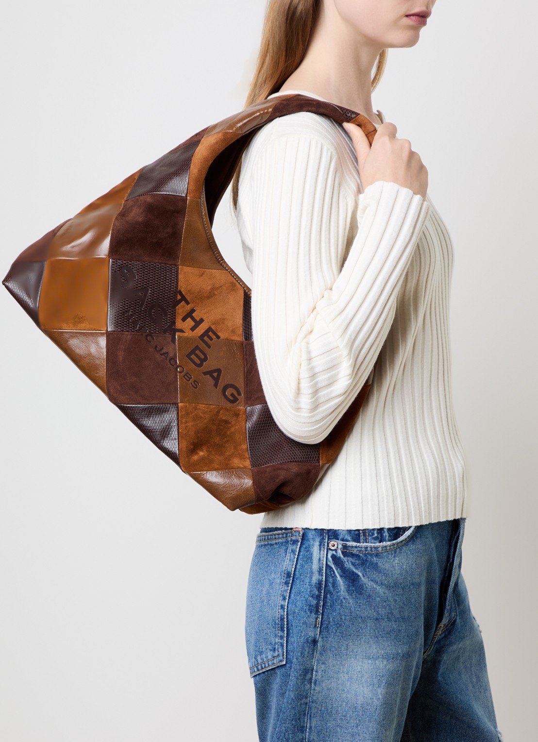 Marc Jacobs The Sack schoudertas van leer  - voorkant 2 bruin