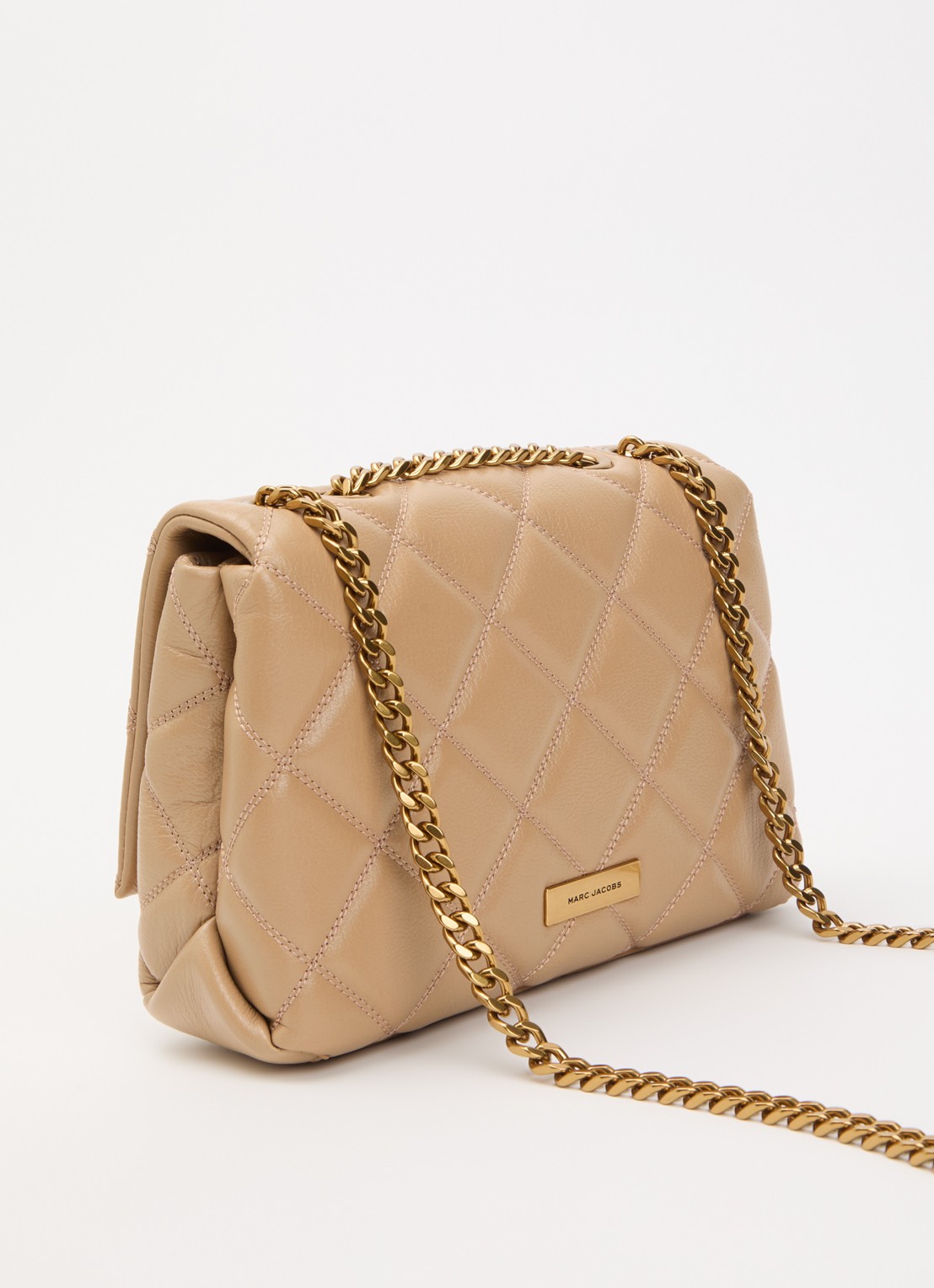 Marc Jacobs The Slim dual schoudertas van leer  - achterkant camel