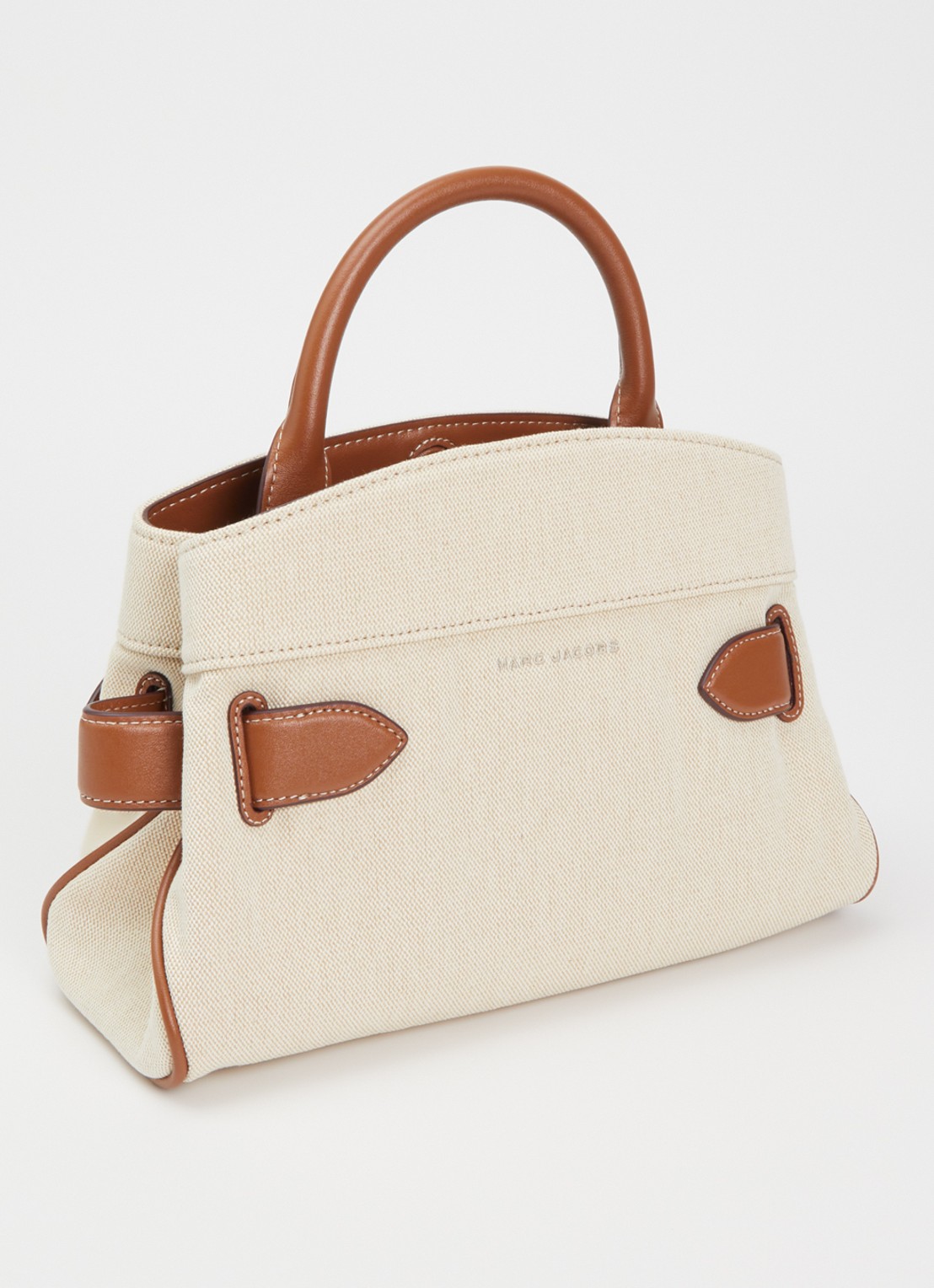 Marc Jacobs The Small Dakota Satchel handtas van canvas met leren details - achterkant beige