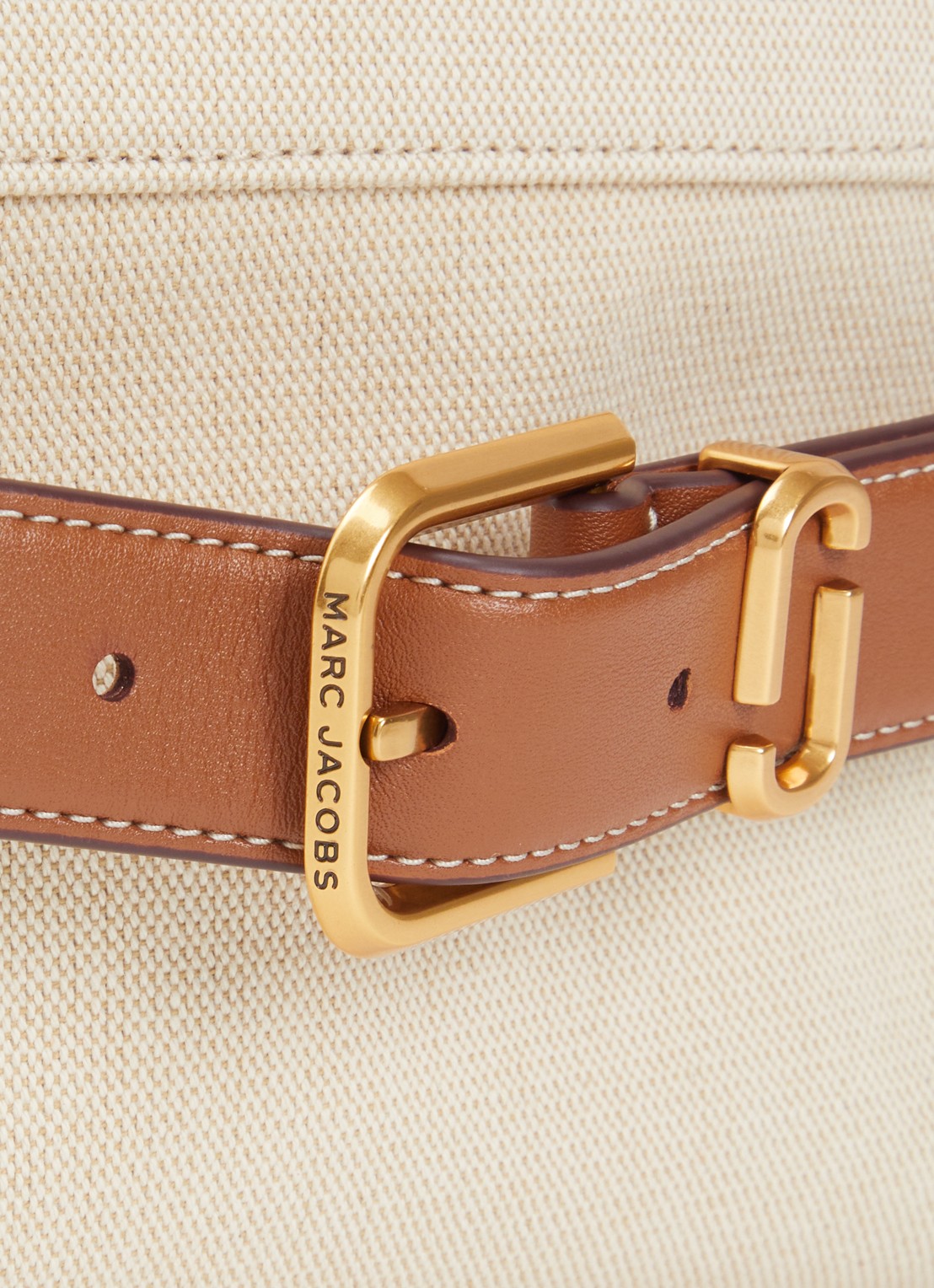 Marc Jacobs The Small Dakota Satchel handtas van canvas met leren details - detail 6 beige
