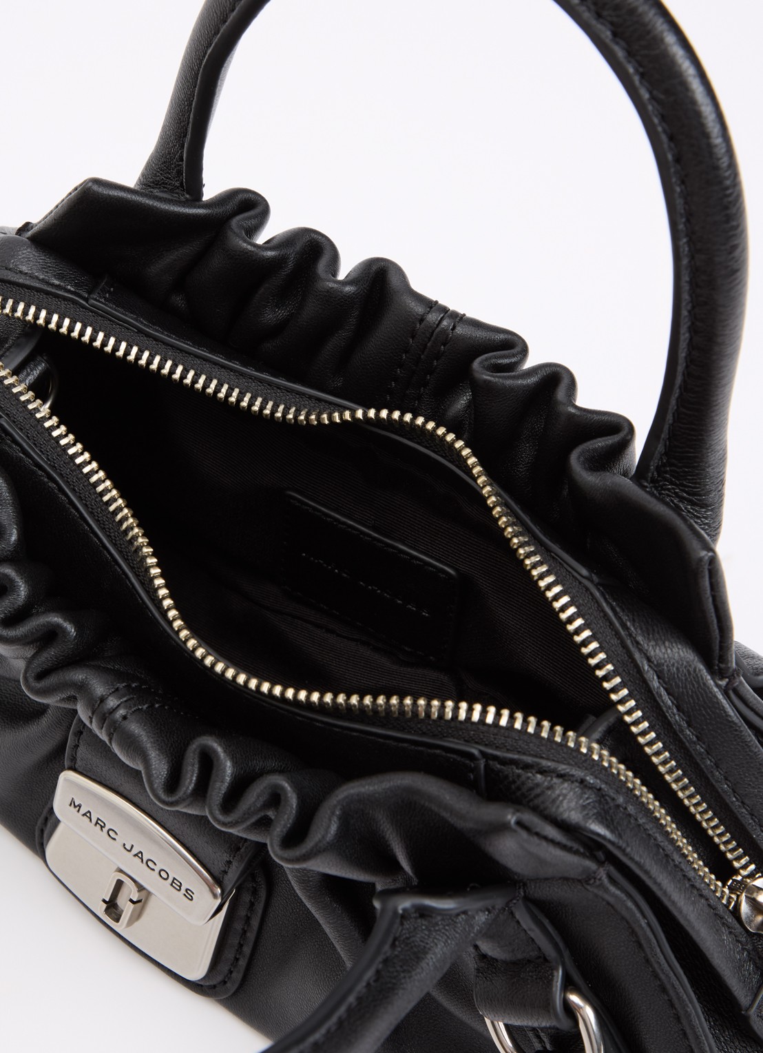 Marc Jacobs The Small Satchel handtas van lamsleer met afneembare schouderriem - detail 2 zwart