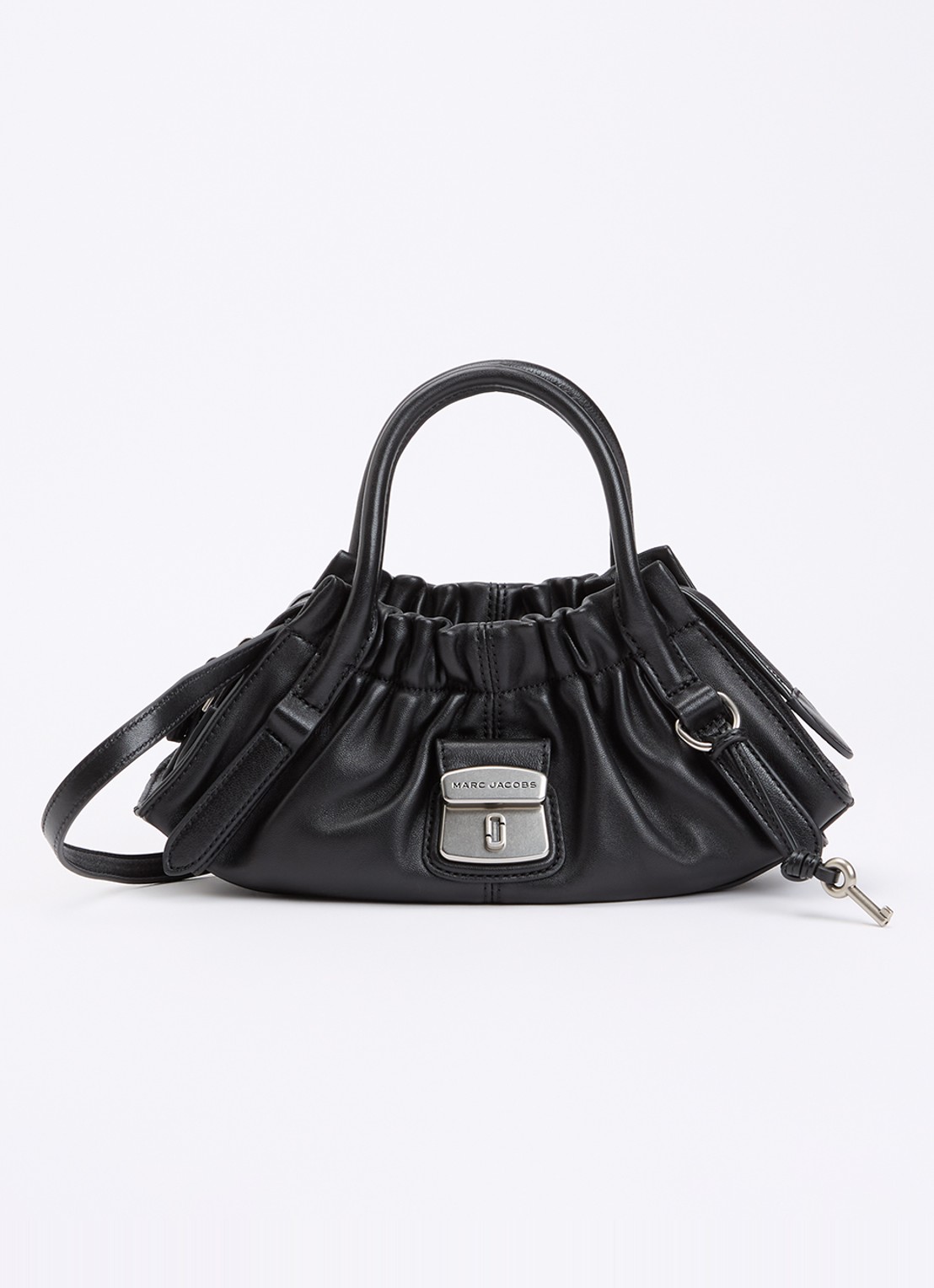 Marc Jacobs The Small Satchel handtas van lamsleer met afneembare schouderriem - voorkant 6 zwart