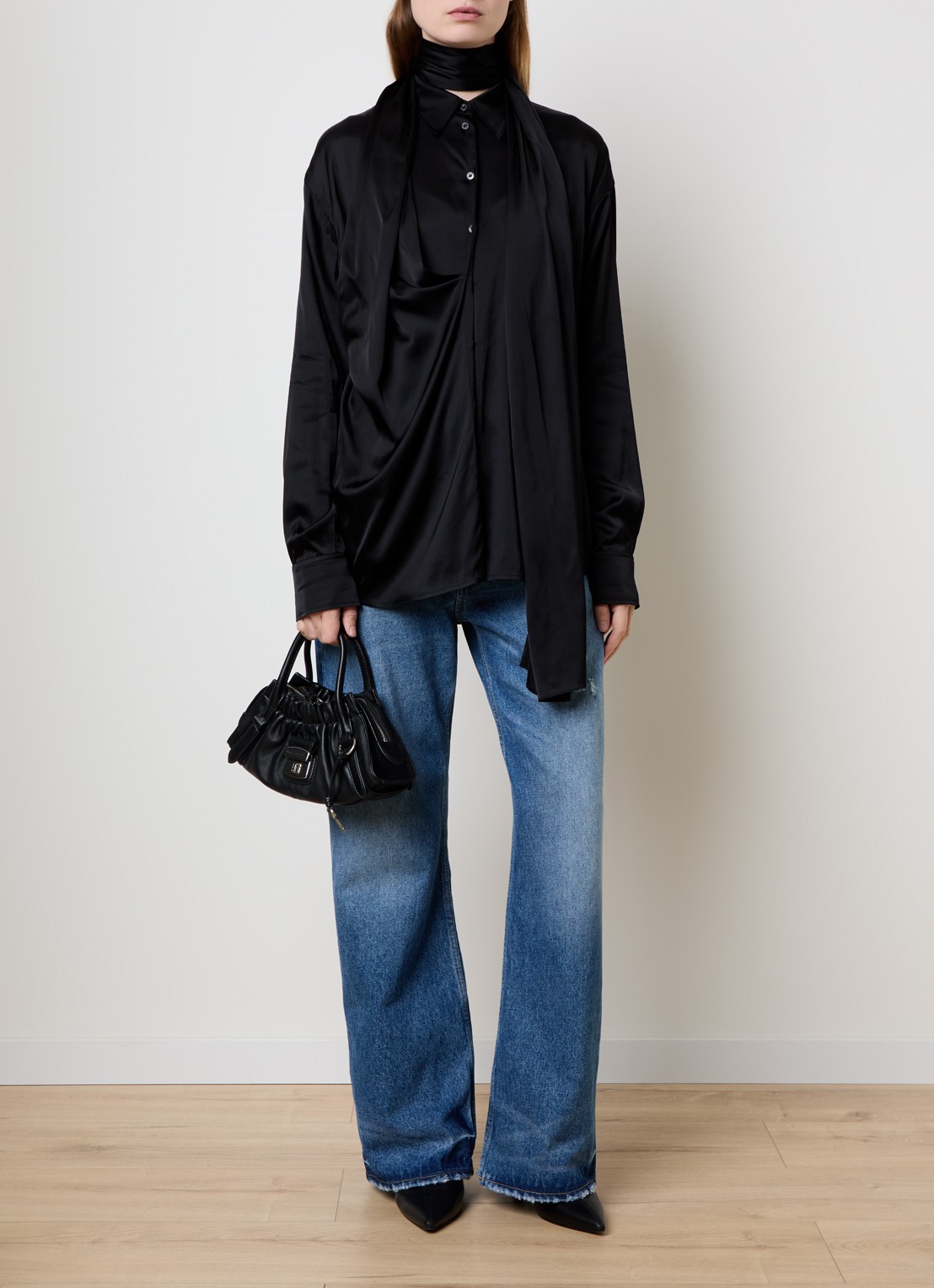Marc Jacobs The Small Satchel handtas van lamsleer met afneembare schouderriem - voorkant 8 zwart