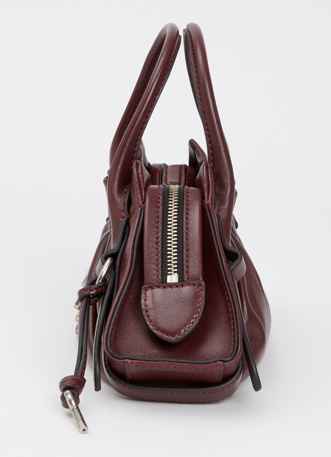 Marc Jacobs The Small Satchel handtas van lamsleer met afneembare schouderriem - detail 2 aubergine