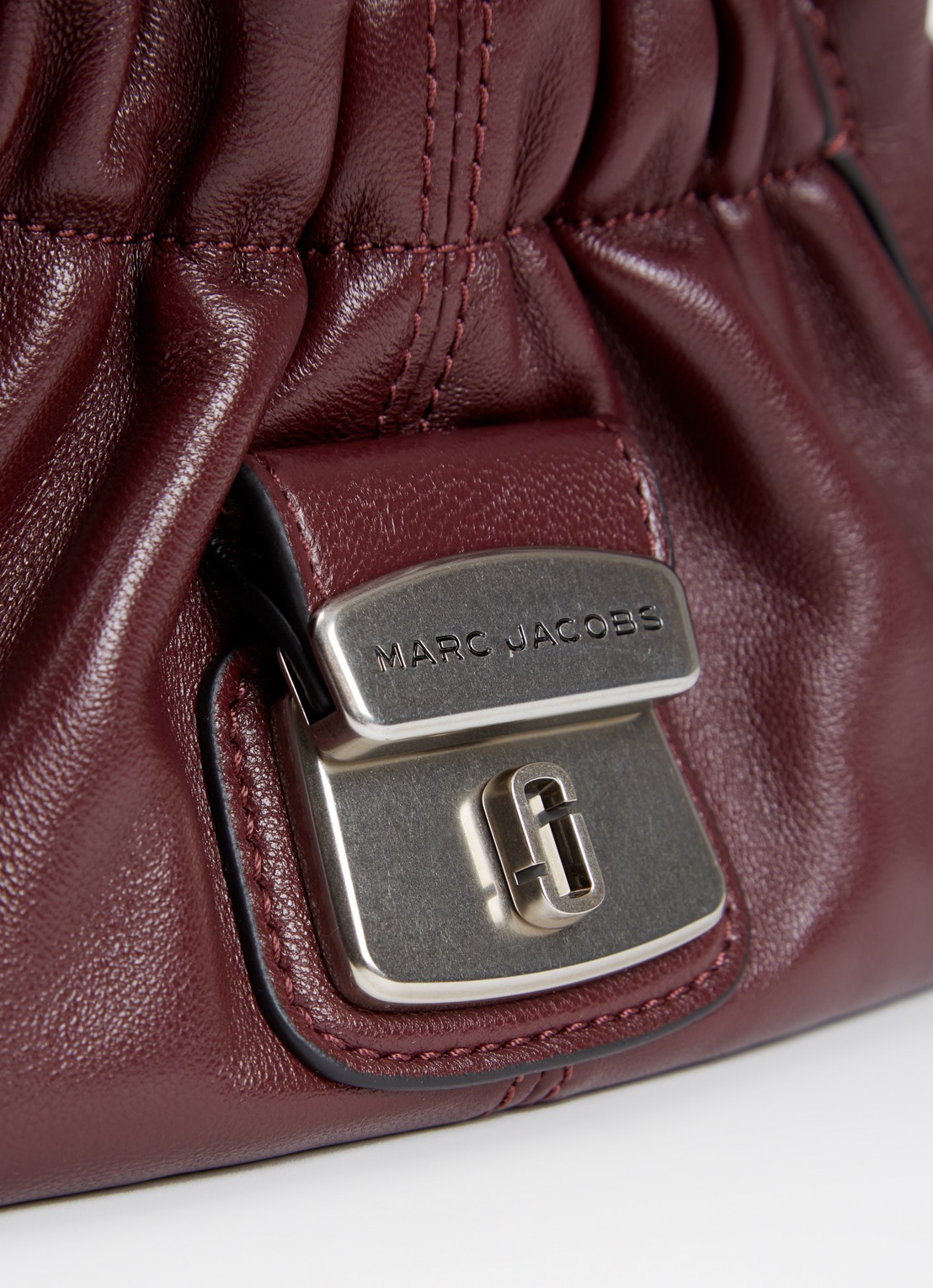 Marc Jacobs The Small Satchel handtas van lamsleer met afneembare schouderriem - detail 3 aubergine