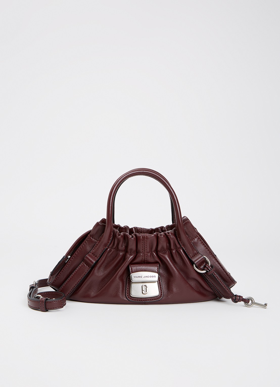 Marc Jacobs The Small Satchel handtas van lamsleer met afneembare schouderriem - voorkant 5 aubergine
