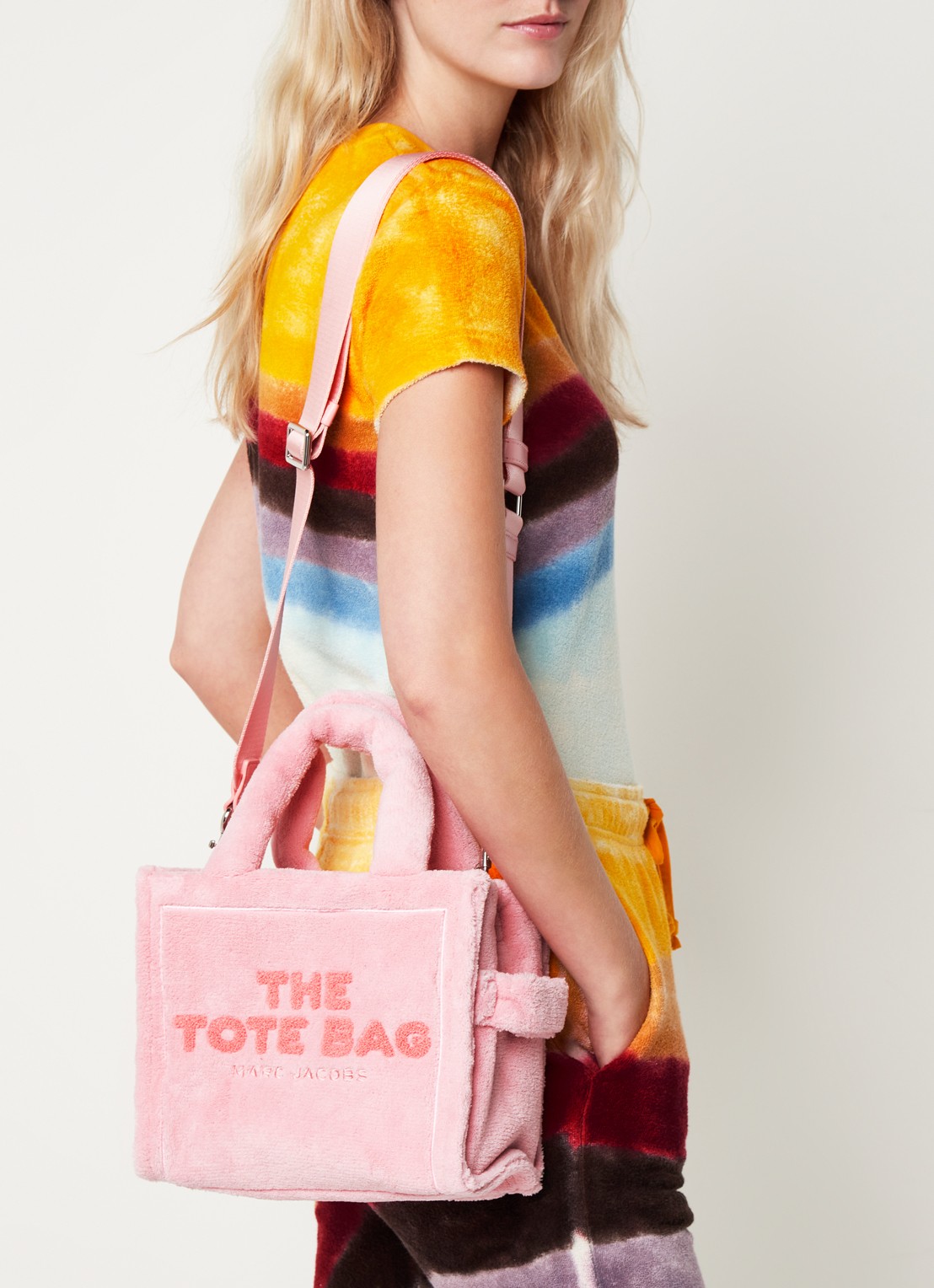 Marc Jacobs The Small Tote handtas met logo - voorkant 6 lichtroze