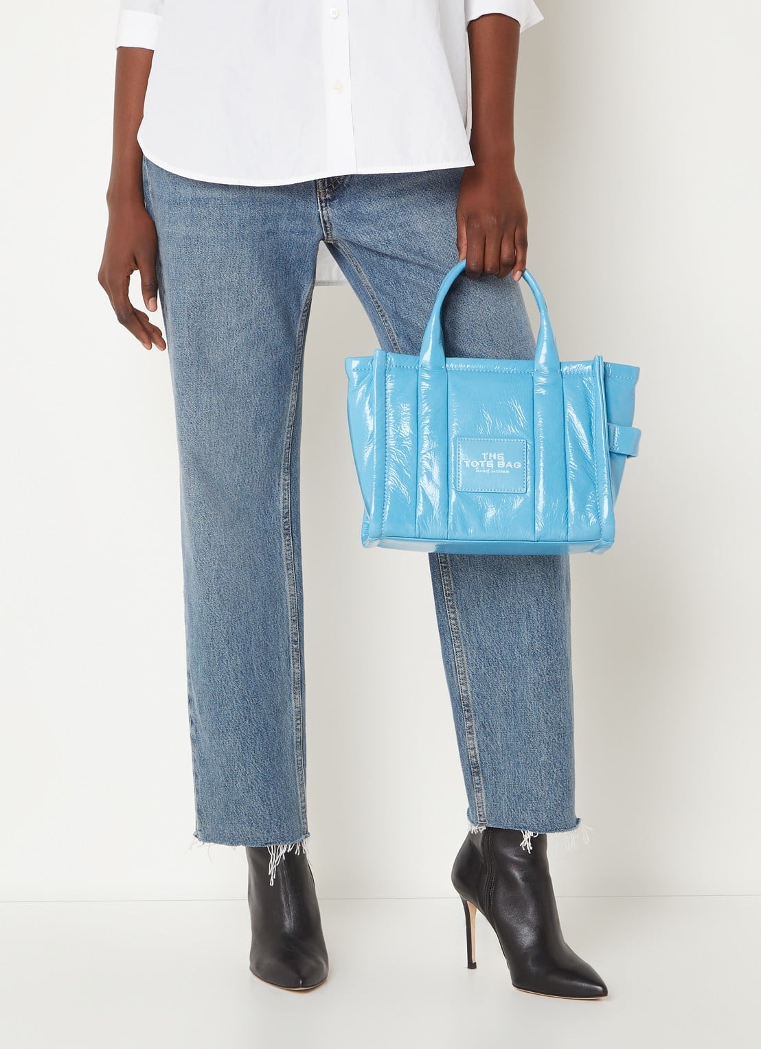 Marc Jacobs The Small Tote handtas met logo - voorkant 2 blauw