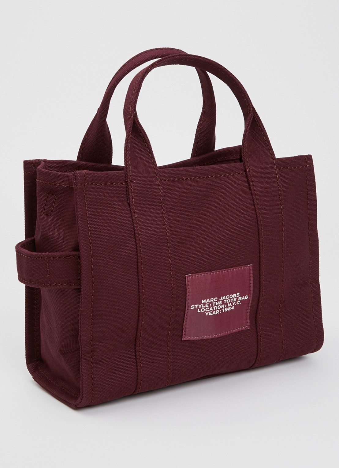 Marc Jacobs The Small Tote handtas van canvas met afneembare schouderriem - achterkant 5 aubergine