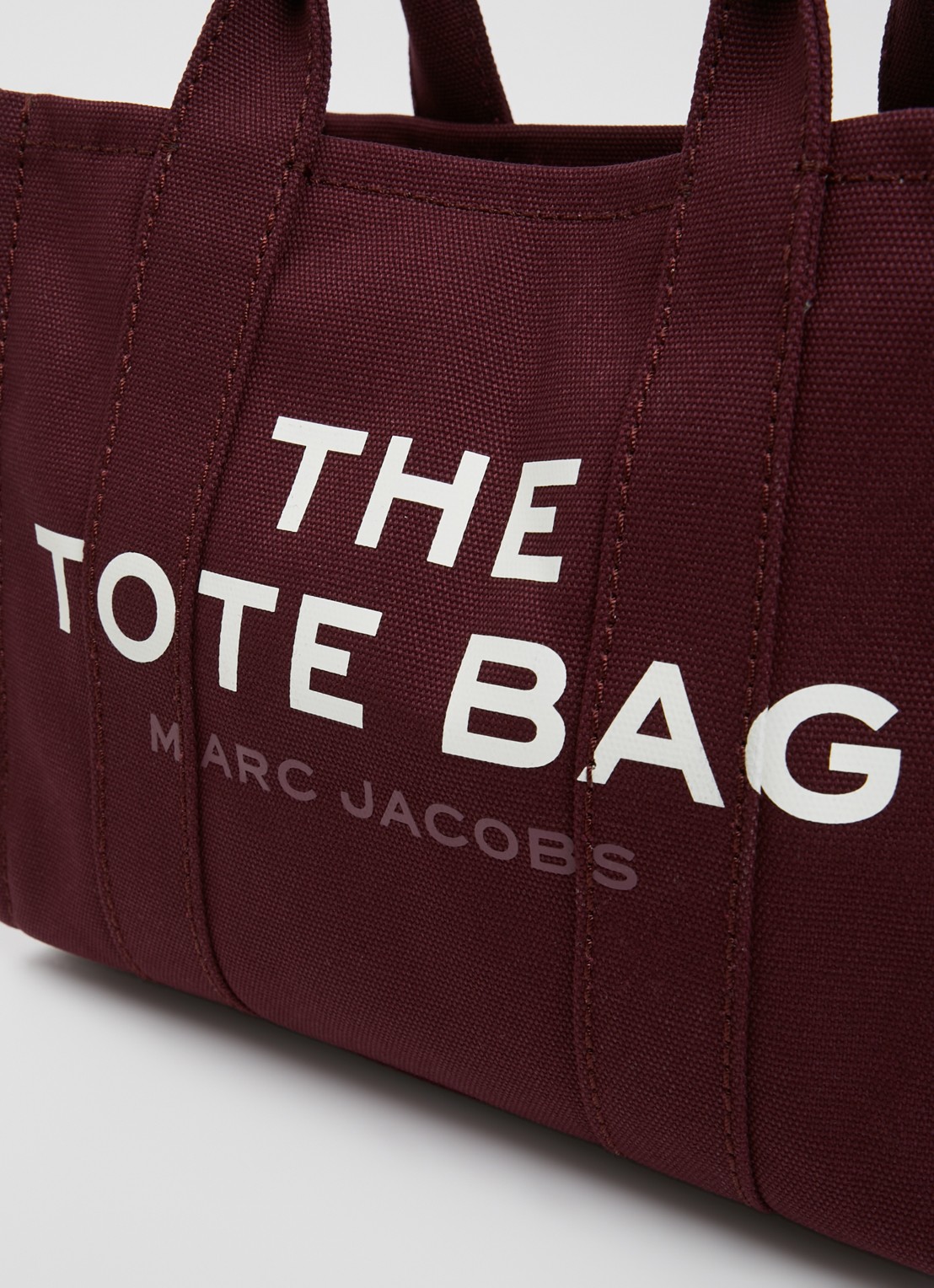 Marc Jacobs The Small Tote handtas van canvas met afneembare schouderriem - detail 3 aubergine