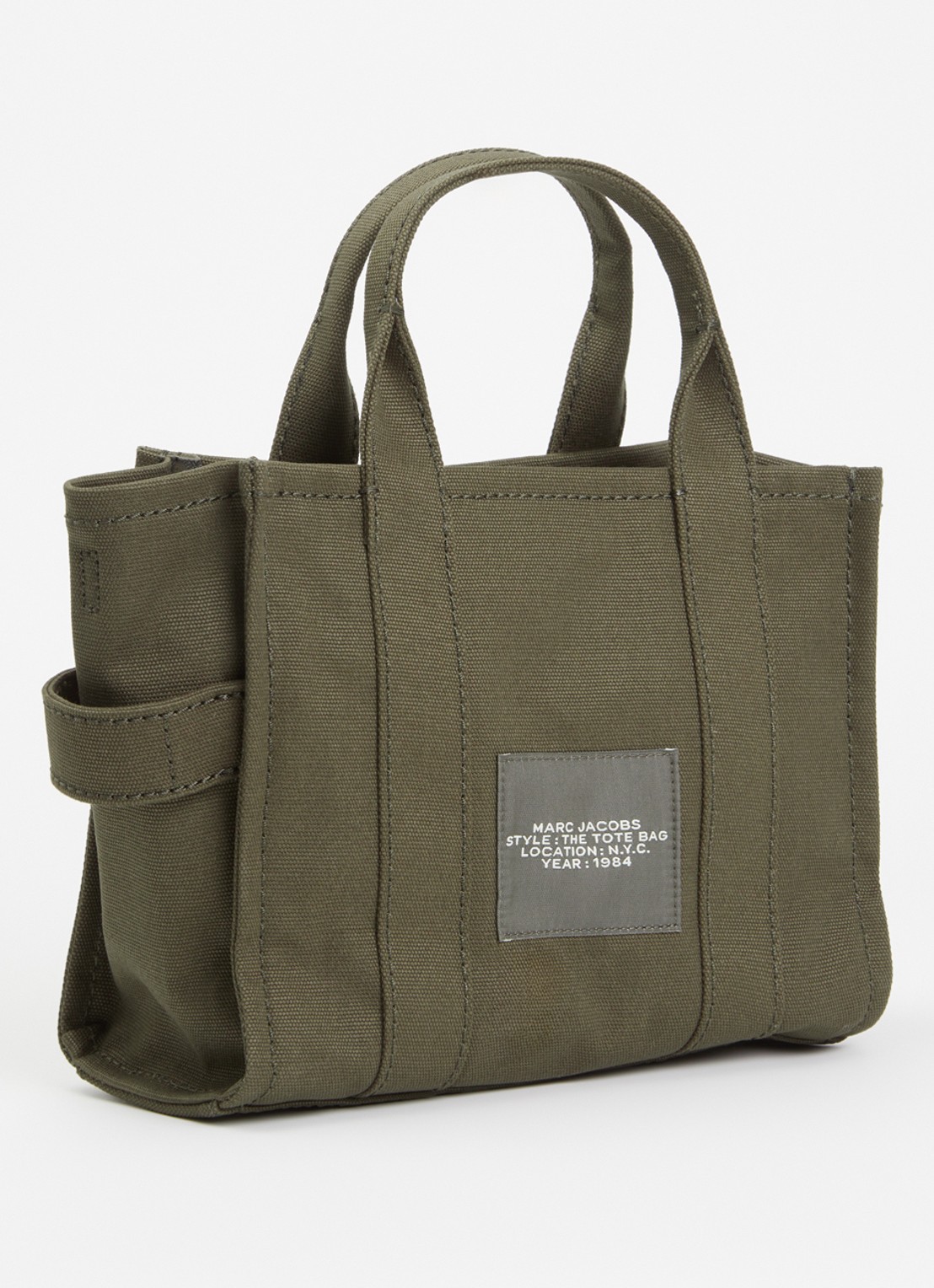Marc Jacobs The Small Tote handtas van canvas met afneembare schouderriem - achterkant 6 donkergroen
