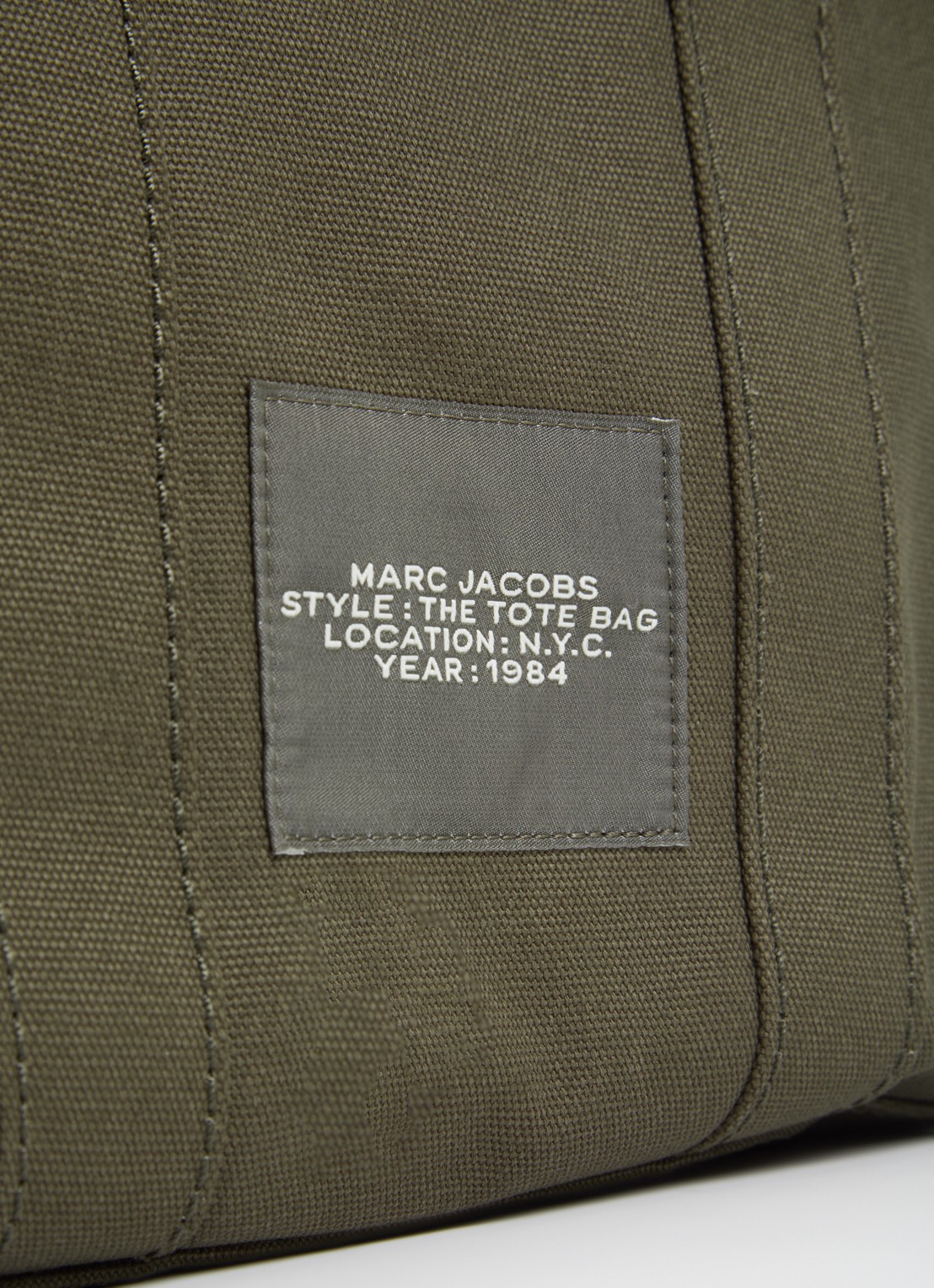 Marc Jacobs The Small Tote handtas van canvas met afneembare schouderriem - detail 4 donkergroen
