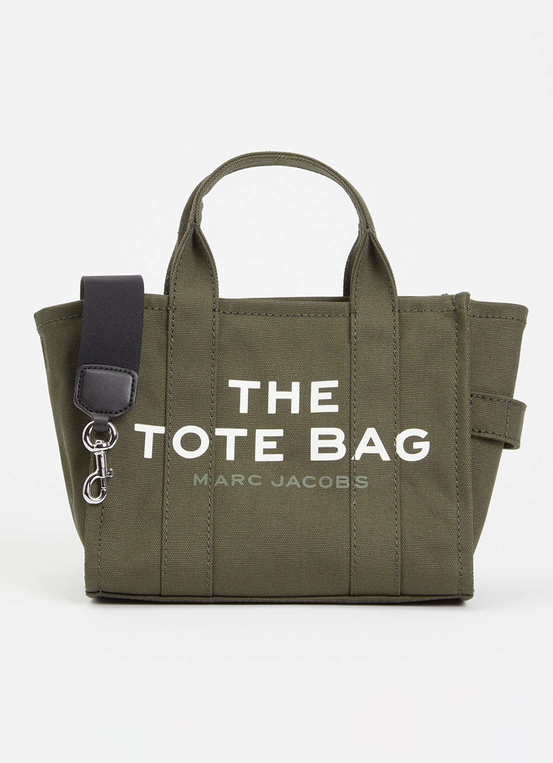 Marc Jacobs The Small Tote handtas van canvas met afneembare schouderriem - voorkant donkergroen