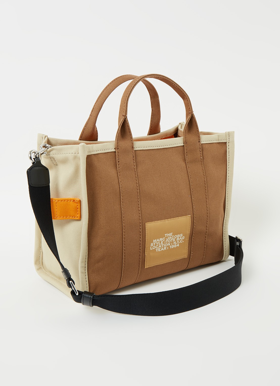 Marc Jacobs The Small Tote shopper van canvas met logoprint - achterkant 6 cognac