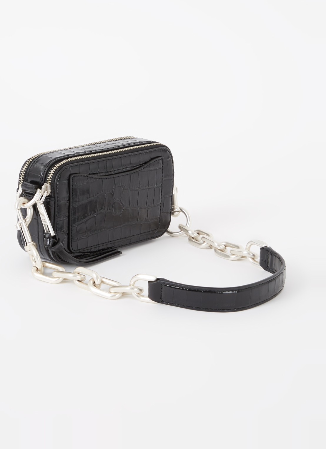 Marc Jacobs The Snaphot schoudertas van leer met crocostructuur - achterkant zwart