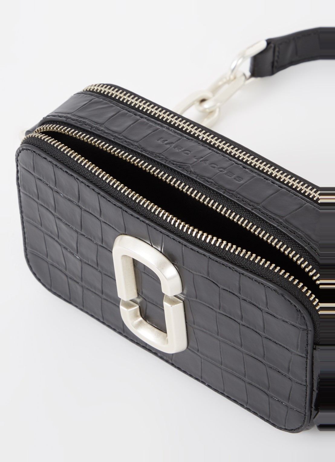 Marc Jacobs The Snaphot schoudertas van leer met crocostructuur - detail 4 zwart