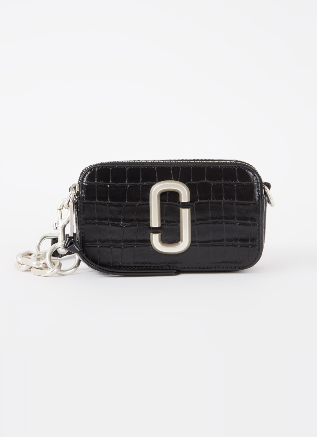Marc Jacobs The Snaphot schoudertas van leer met crocostructuur - voorkant 2 zwart