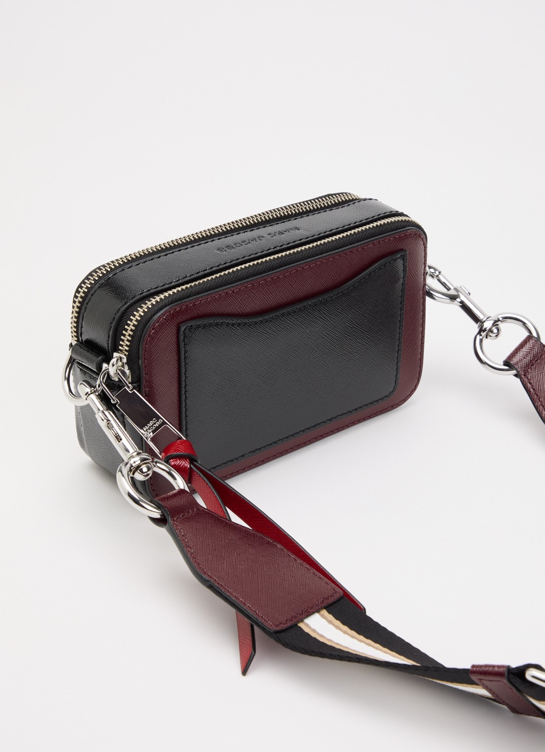 Marc Jacobs The Snapshot crossbodytas van leer met afneembare schouderriem - achterkant bordeauxrood