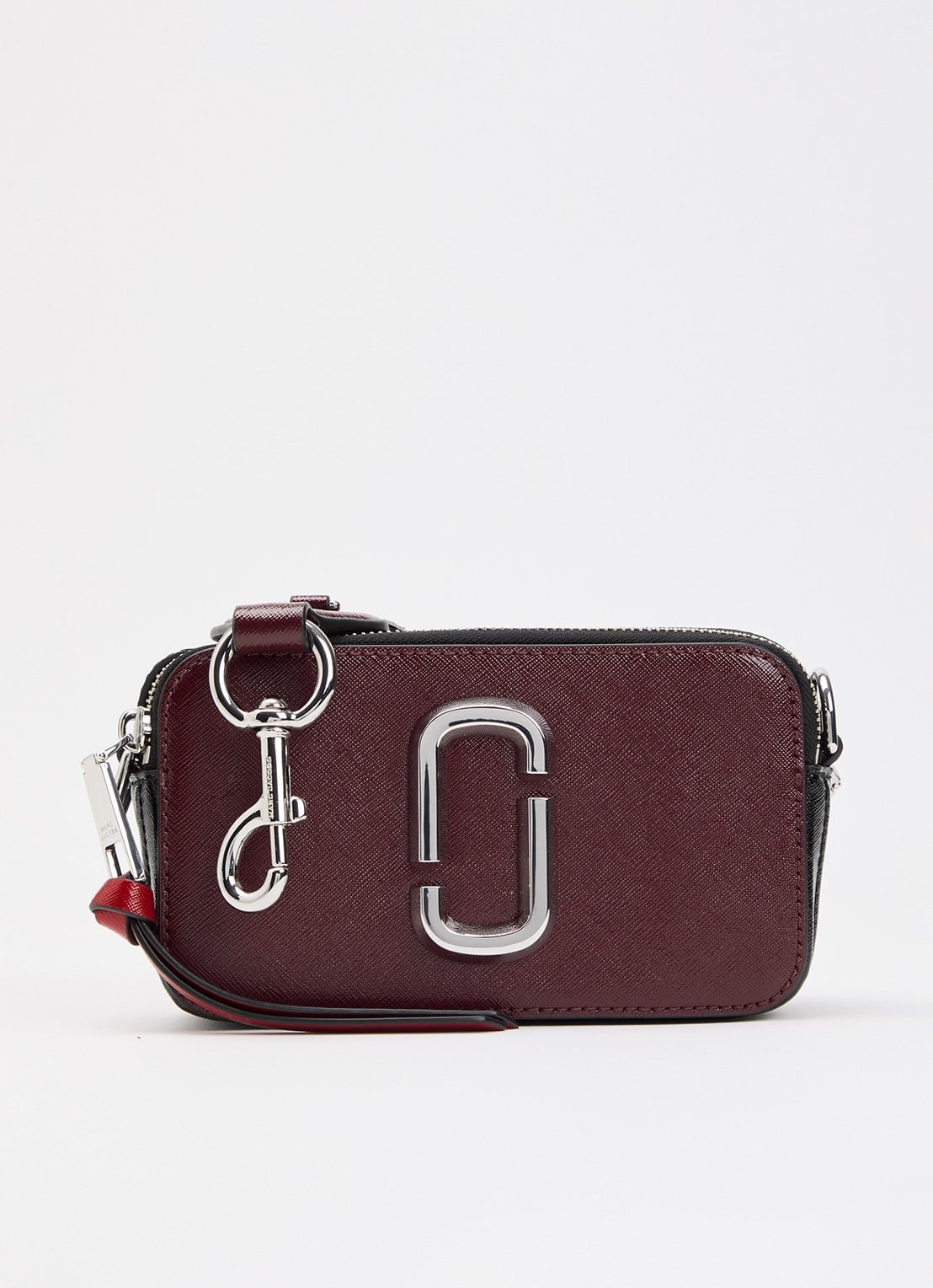 Marc Jacobs The Snapshot crossbodytas van leer met afneembare schouderriem - voorkant 2 bordeauxrood