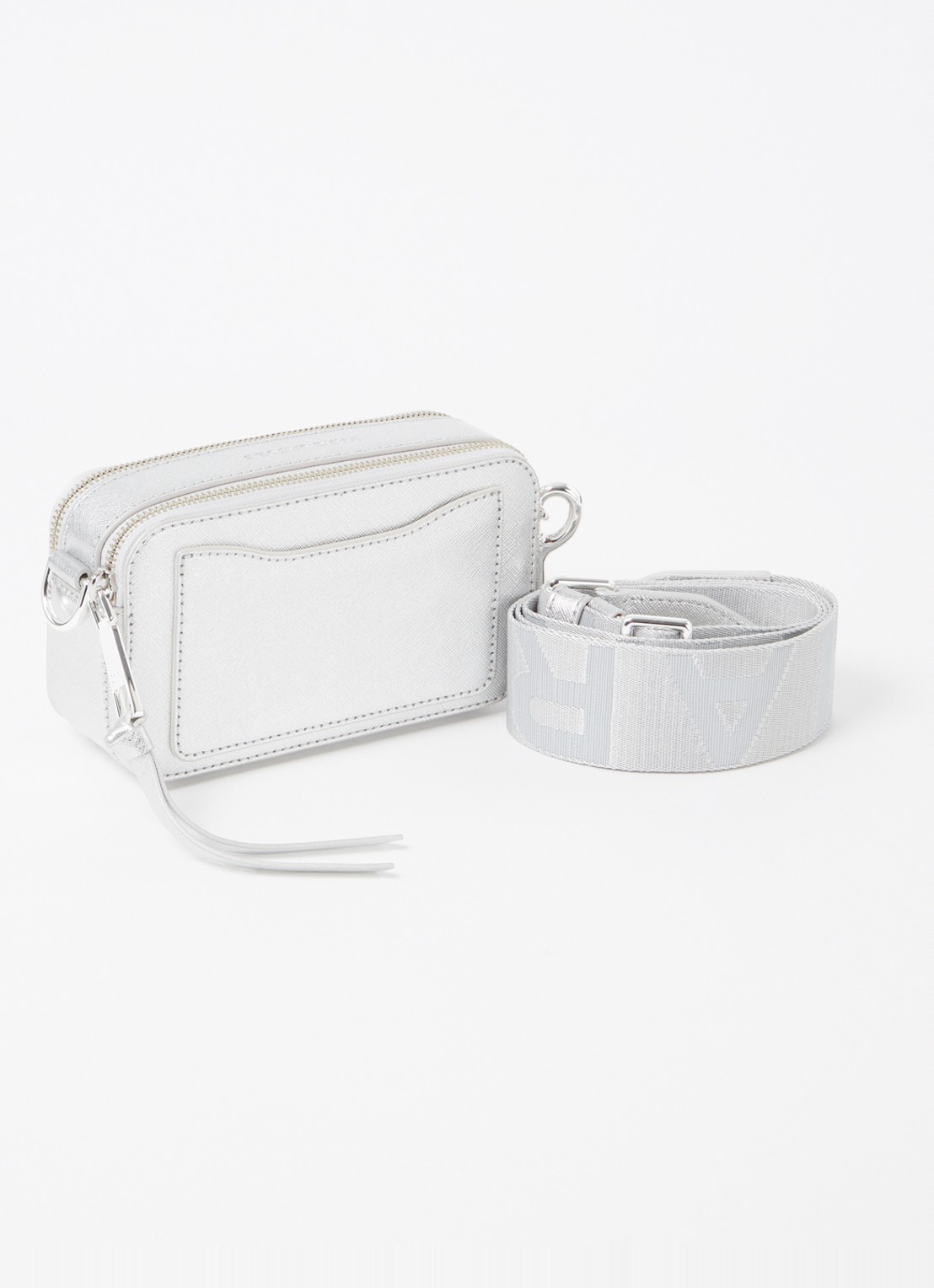 Marc Jacobs The Snapshot crossbodytas van leer - achterkant zilver
