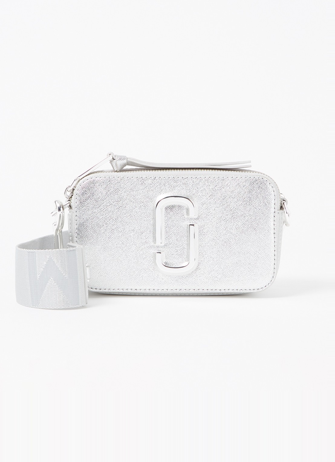 Marc Jacobs The Snapshot crossbodytas van leer - voorkant 2 zilver