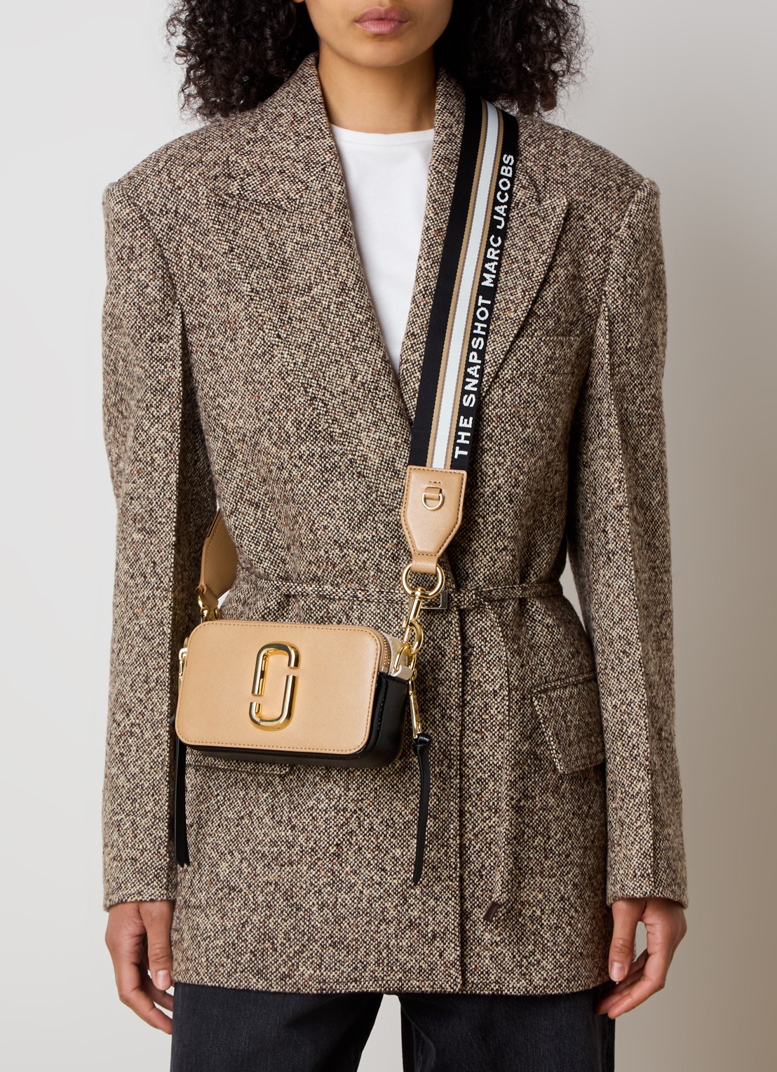Marc Jacobs The Snapshot crossbodytas van leer - voorkant 3 camel