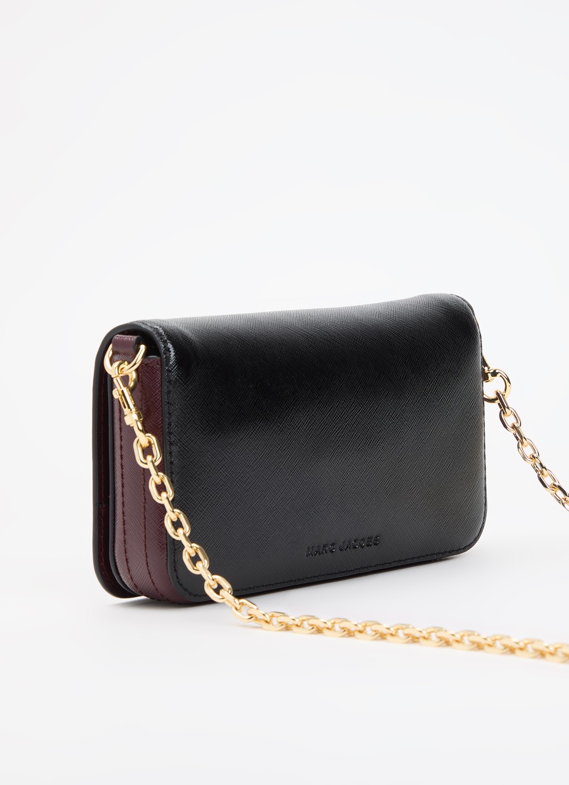 Marc Jacobs The Snapshot Wallet On Chain clutch van lakleer met afneembare schouderriem - achterkant zwart