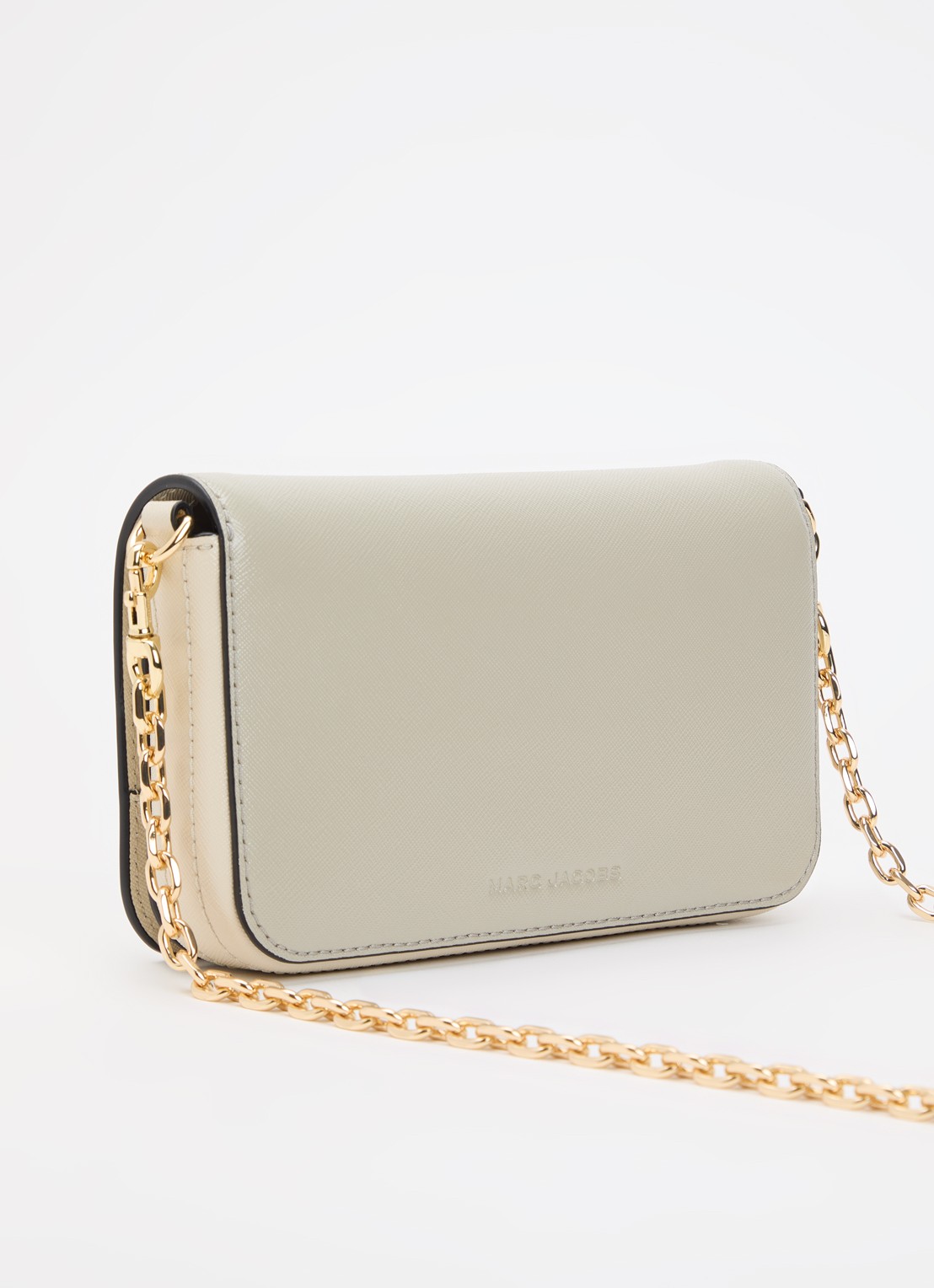 Marc Jacobs The Snapshot Wallet On Chain clutch van leer met afneembare schouderriem - achterkant 6 beige