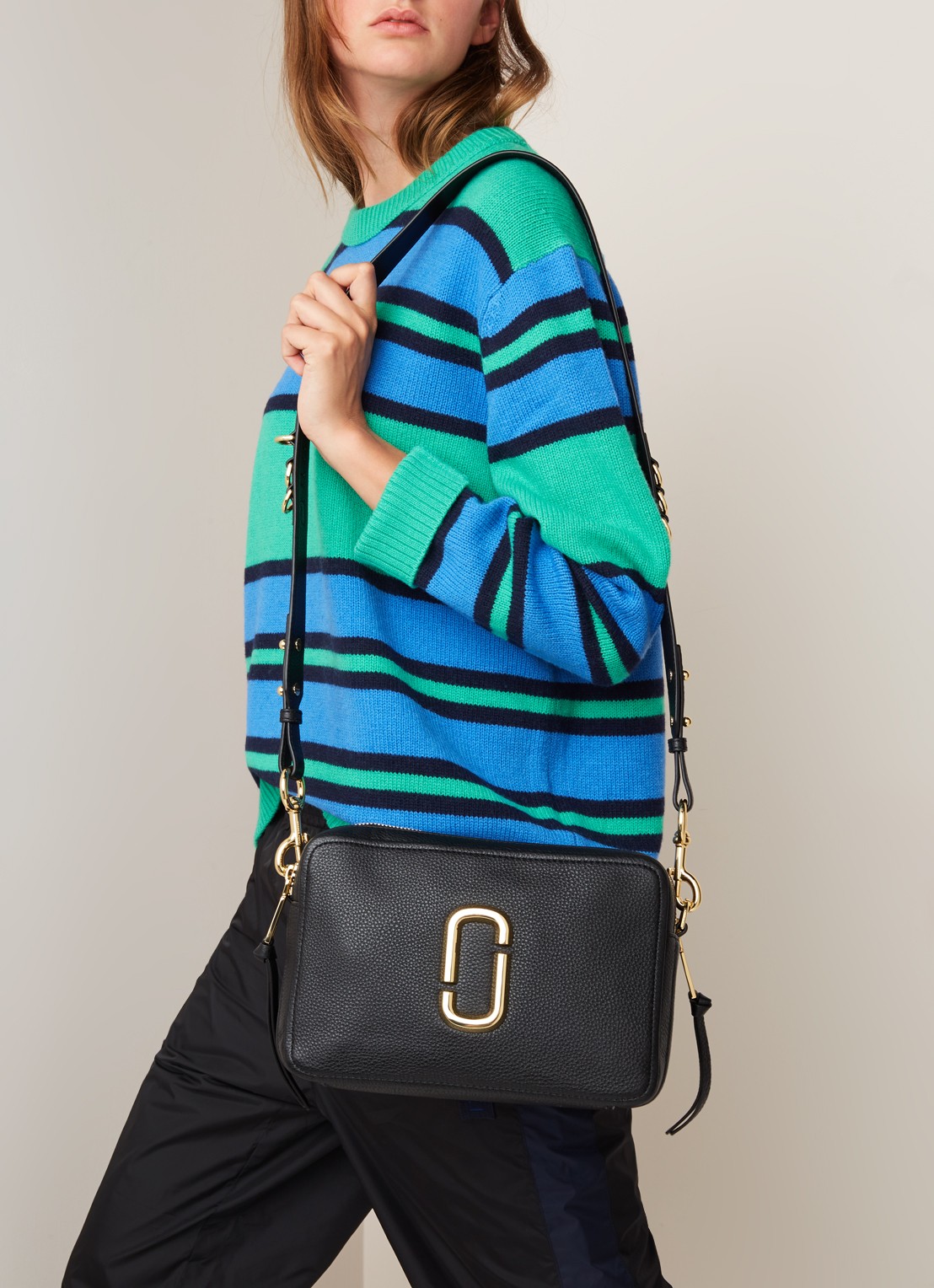 Marc Jacobs The Softshot 27 crossbodytas van leer - voorkant 4 zwart