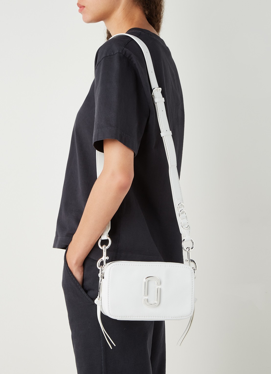 Marc Jacobs The Softshot DTM cameratas van kalfsleer - voorkant 3 wit