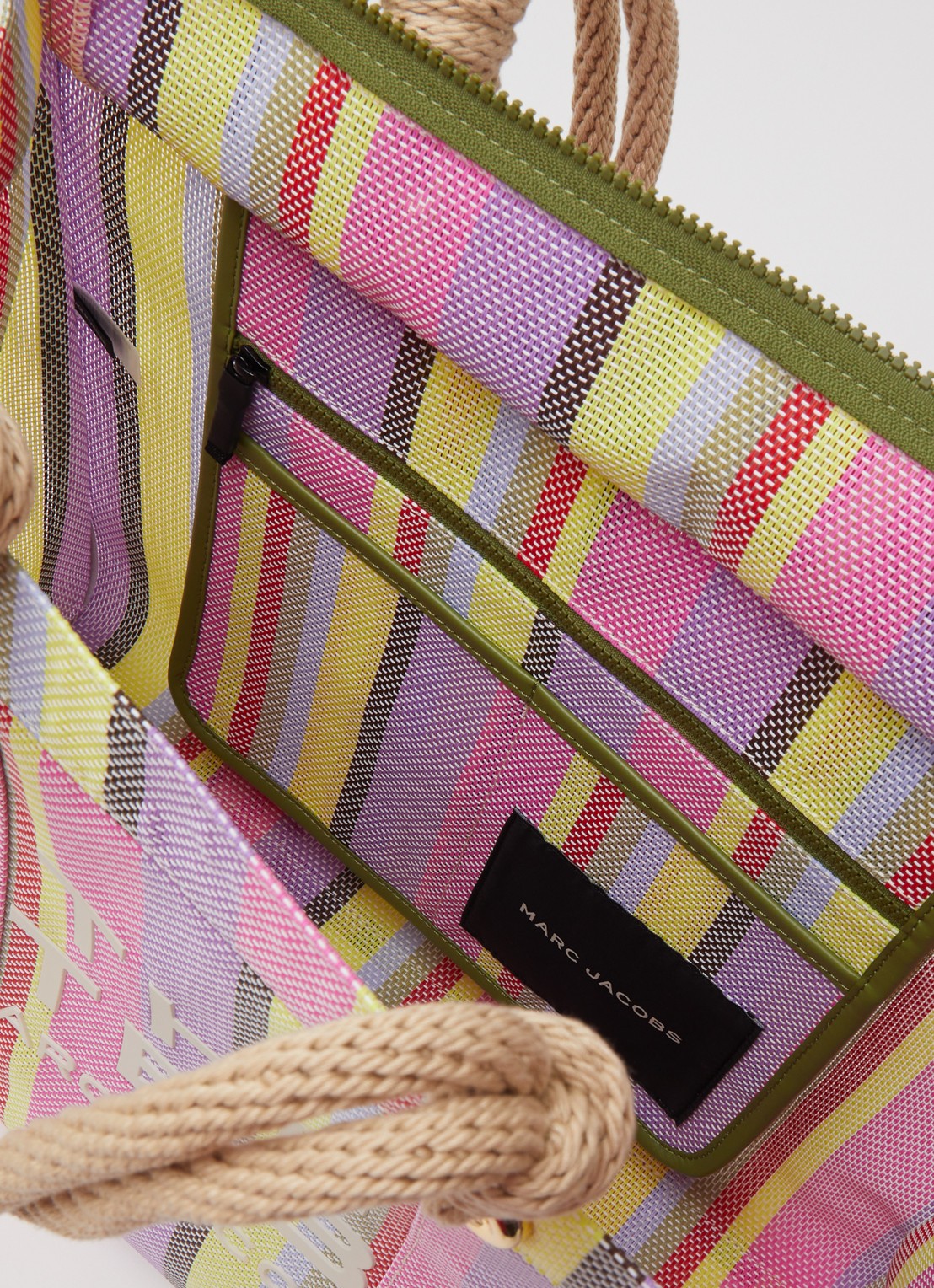 Marc Jacobs The Stripe Large Tote shopper met leren details en streepprint - detail 3 multicolor