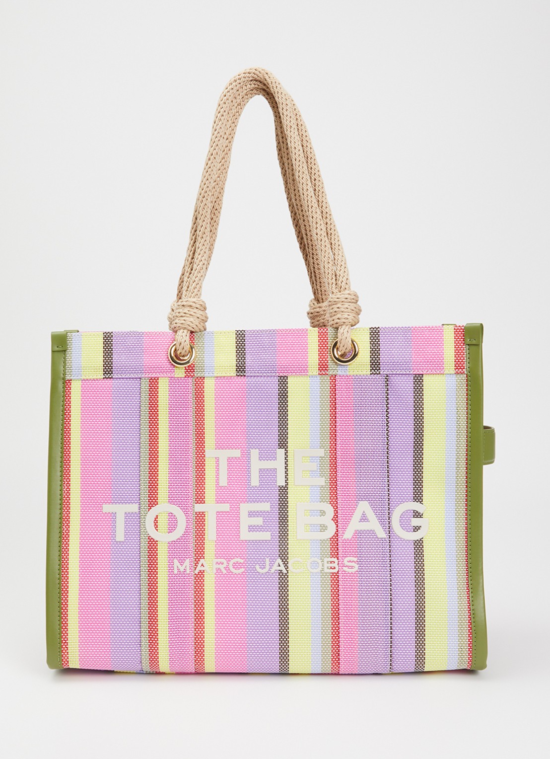 Marc Jacobs The Stripe Large Tote shopper met leren details en streepprint - voorkant 2 multicolor