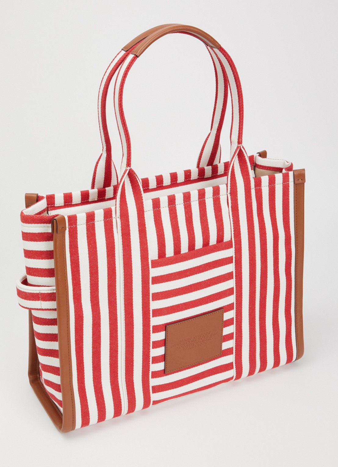 Marc Jacobs The Stripe Large Tote shopper van canvas met leren details - achterkant 6 rood