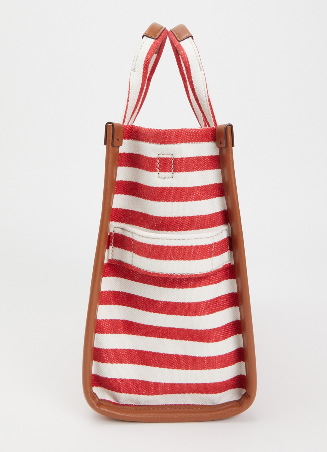Marc Jacobs The Stripe Medium Tote handtas van canvas met leren details - detail 4 rood