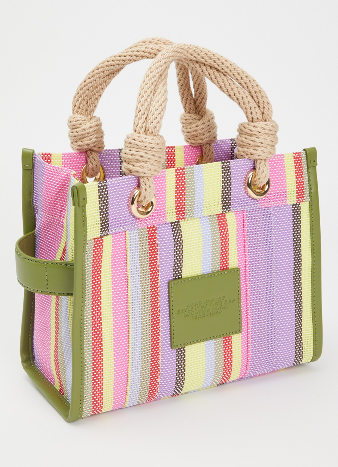 Marc Jacobs The Stripe Small Tote handtas met leren details - achterkant 6 multicolor