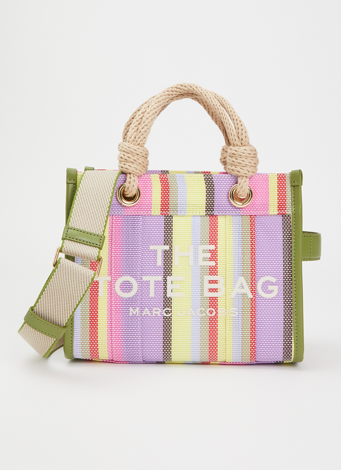 Marc Jacobs The Stripe Small Tote handtas met leren details - voorkant 5 multicolor