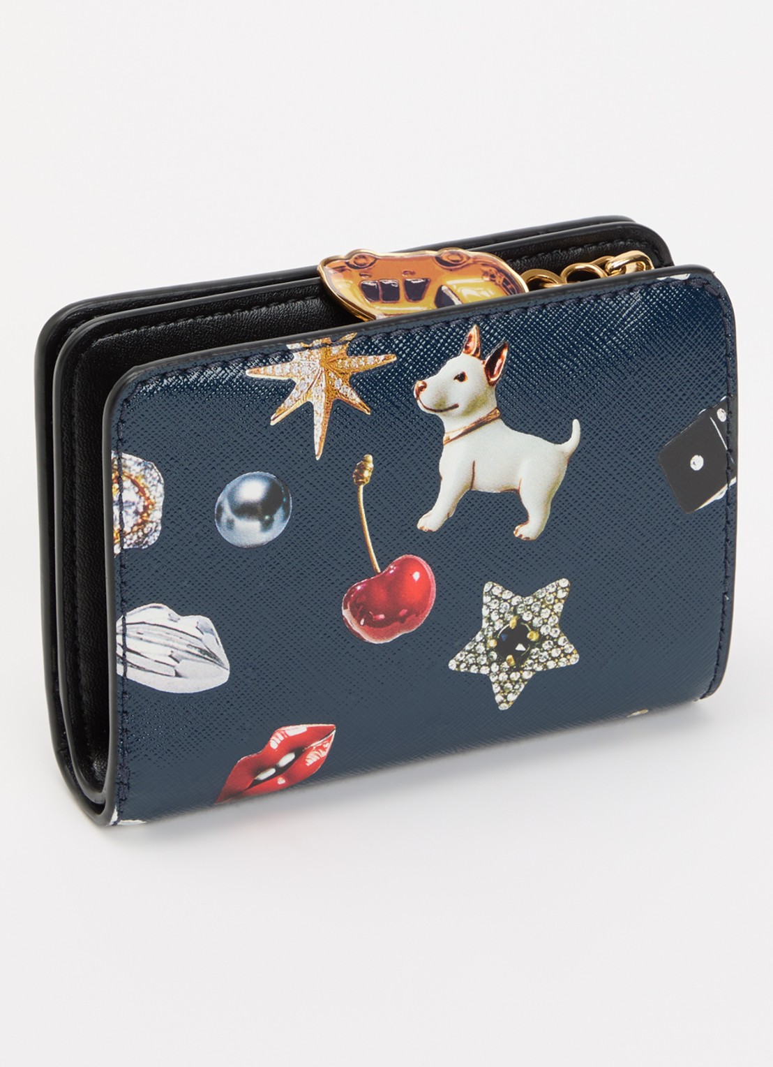 Marc Jacobs The Trinket Utility Snapshot Mini portemonnee van leer met print - achterkant 3 donkerblauw
