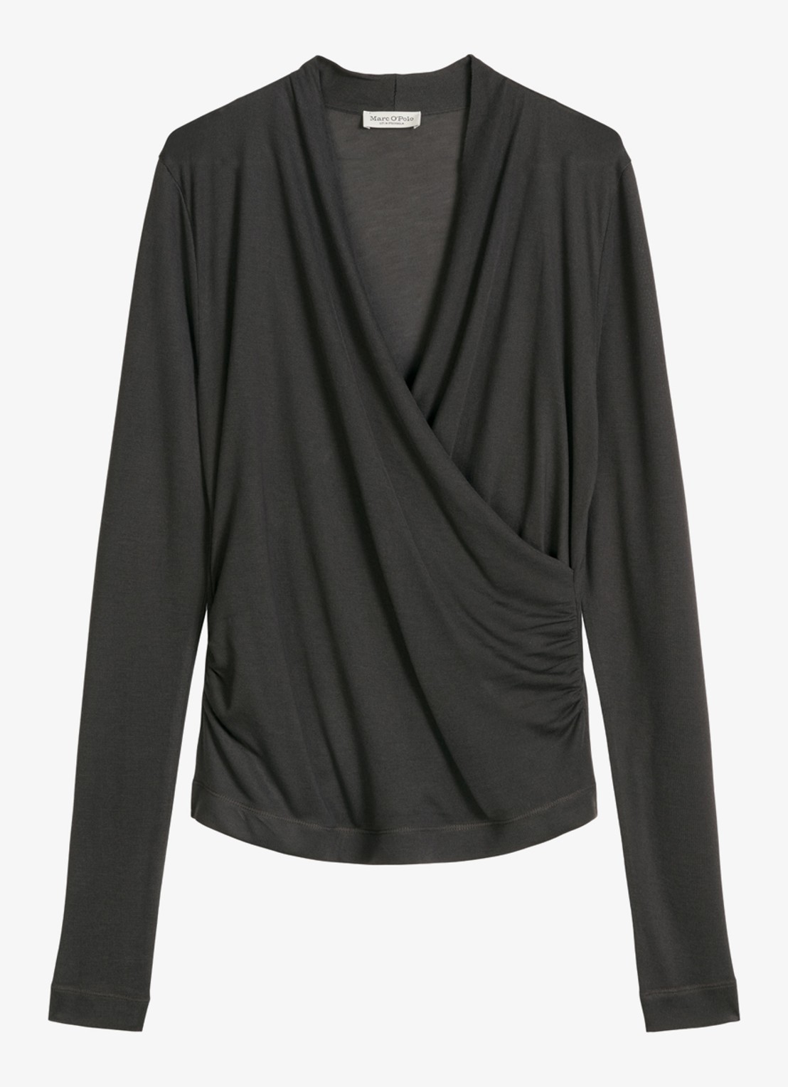 Marc O'Polo Asymmetrische top met plooidetail - voorkant antraciet