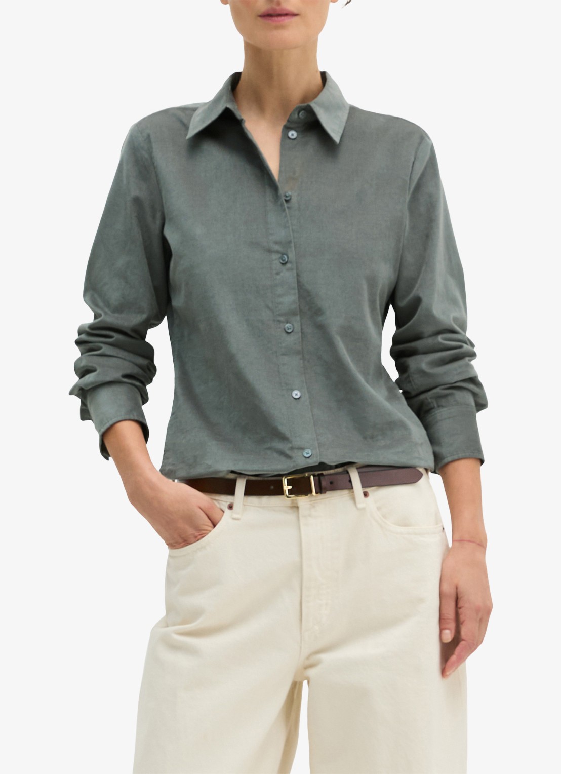 Marc O'Polo Blouse in lyocellblend  - detail blauwgrijs