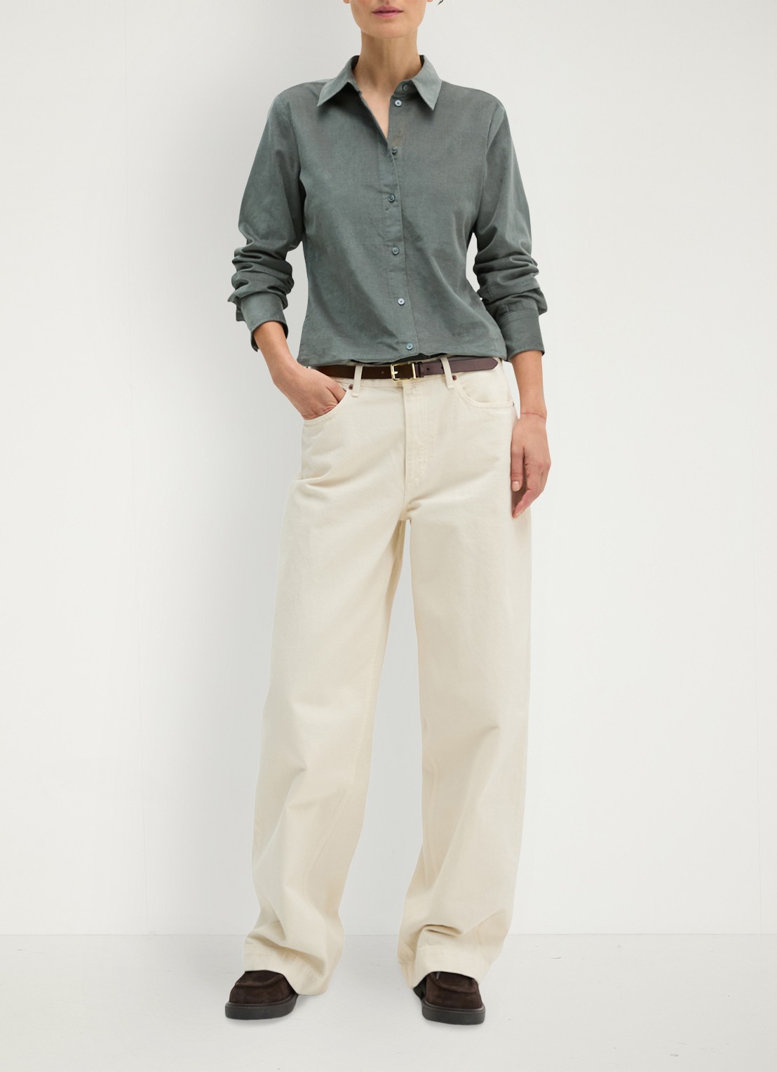Marc O'Polo Blouse in lyocellblend  - voorkant 5 blauwgrijs