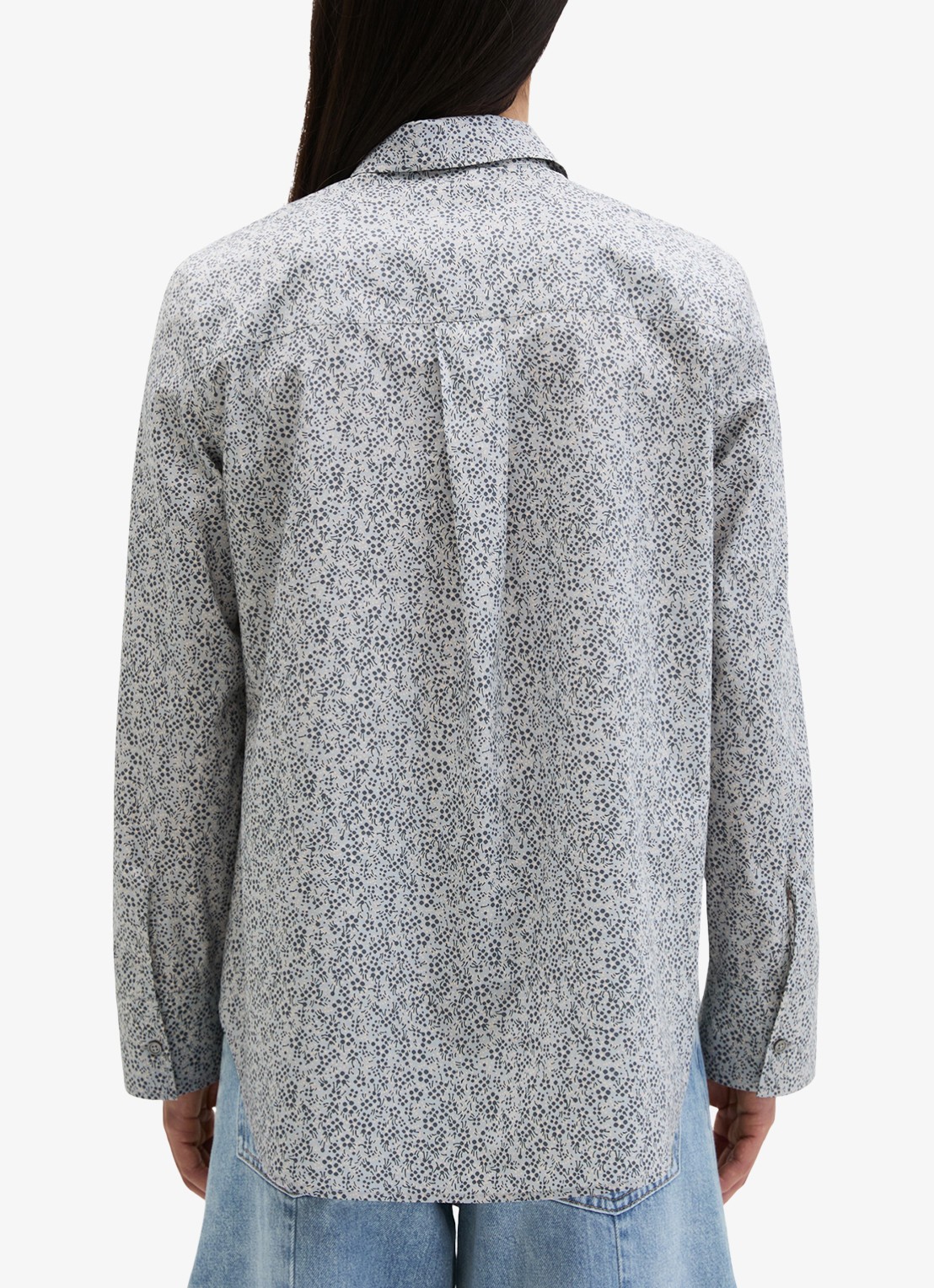 Marc O'Polo Blouse met bloemenprint - achterkant lichtblauw