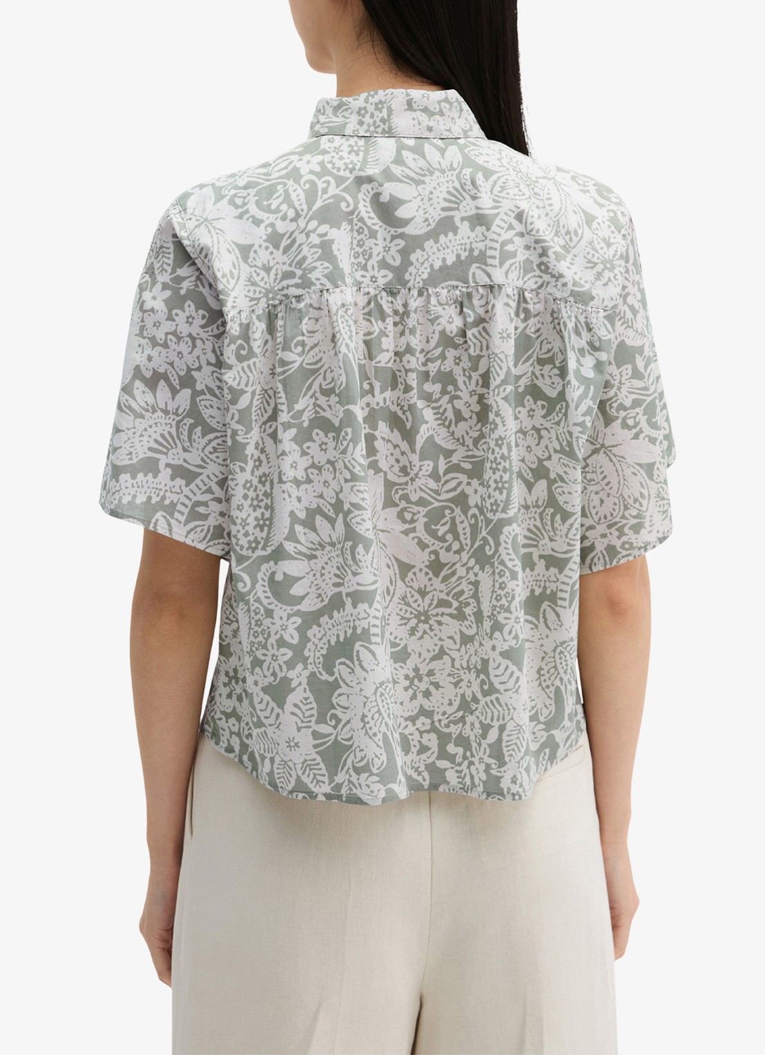 Marc O'Polo Blouse met bloemenprint - achterkant 5 lindegroen