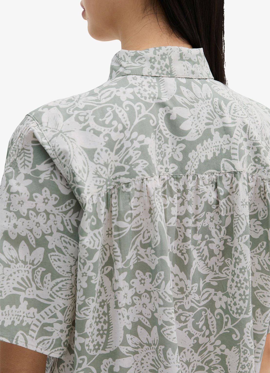 Marc O'Polo Blouse met bloemenprint - detail 4 lindegroen
