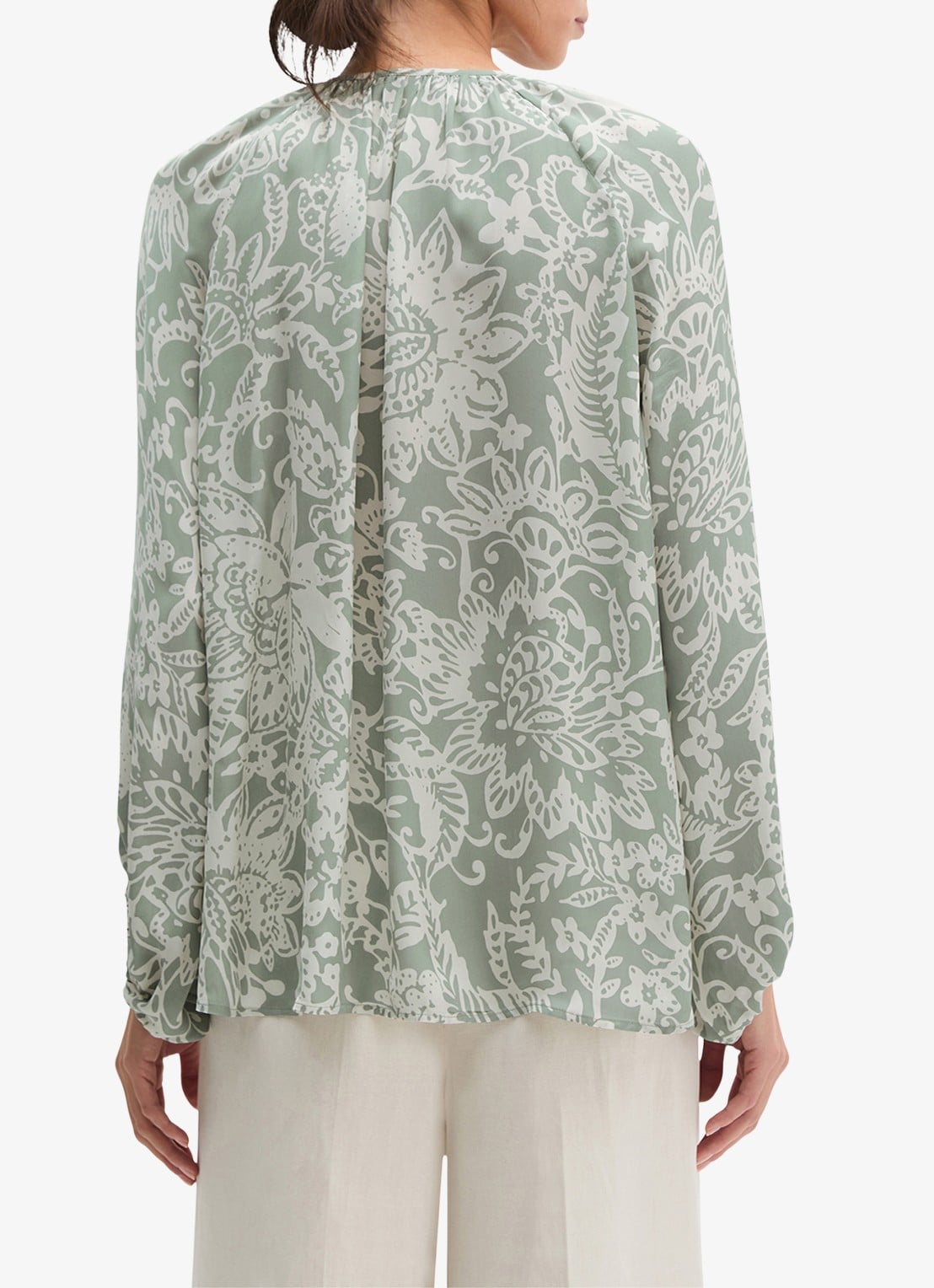 Marc O'Polo Blouse met bloemenprint - achterkant 2 lindegroen