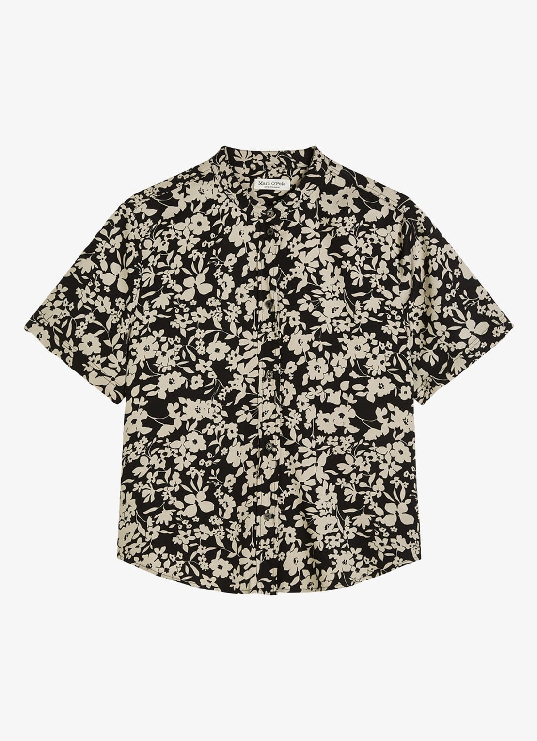 Marc O'Polo Blouse met bloemenprint - voorkant 4 black_multi_04-0096 / zwart
