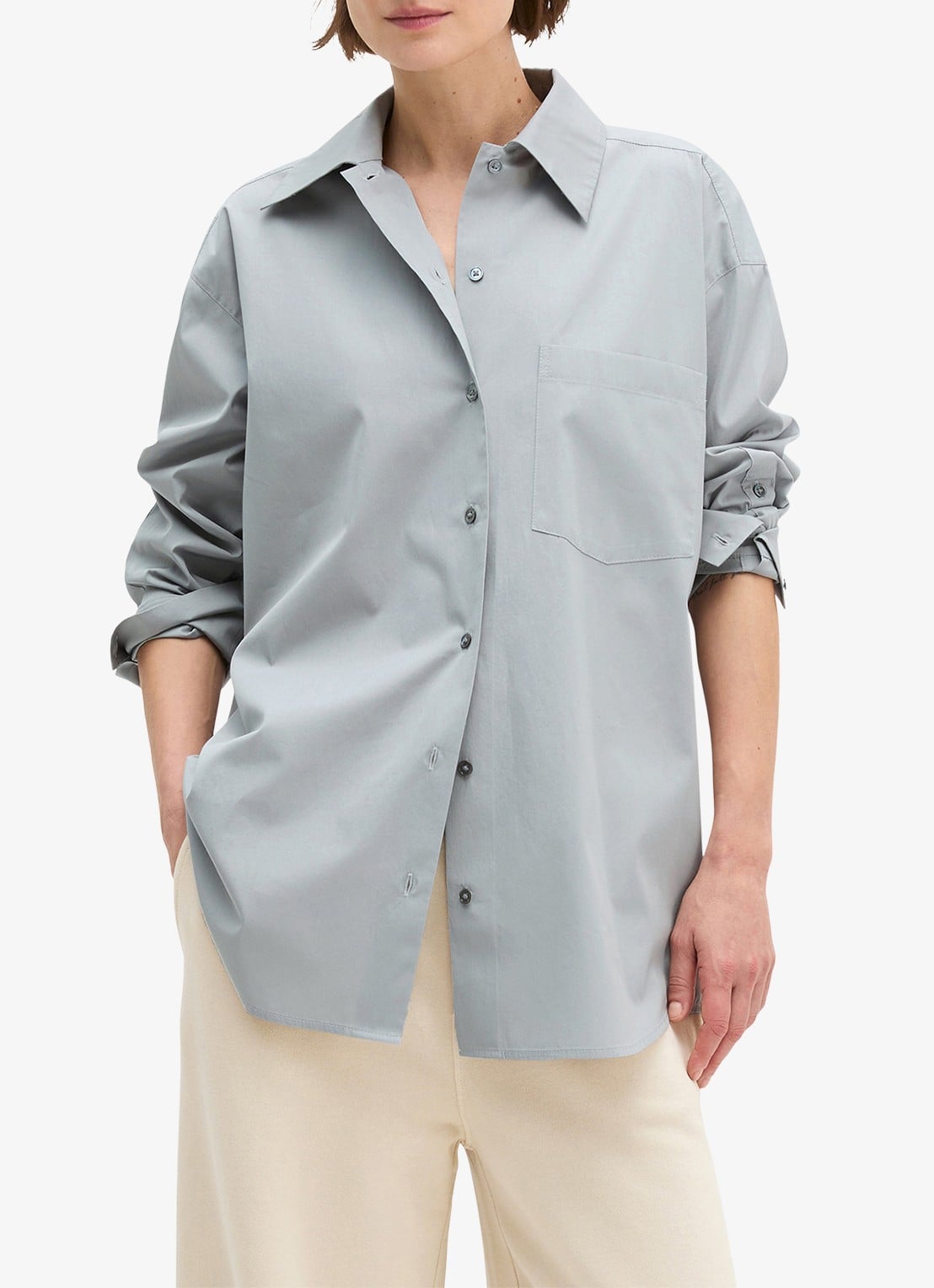 Marc O'Polo Blouse met borstzak - detail 4 grijs